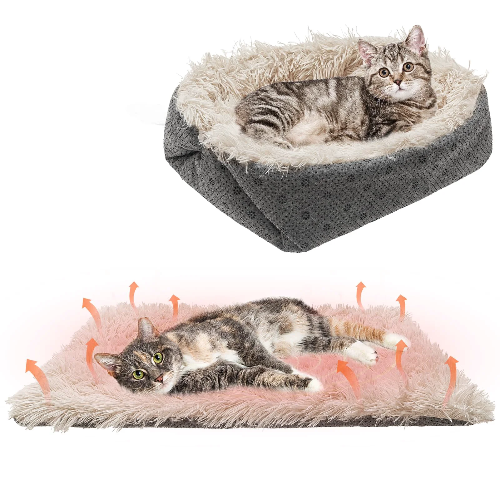 Selected PUPTECK Furry Self-Warming Cat Bed Mat Foldable Thermal Cat Nest Anti-Slip Heated Pad Optimized
