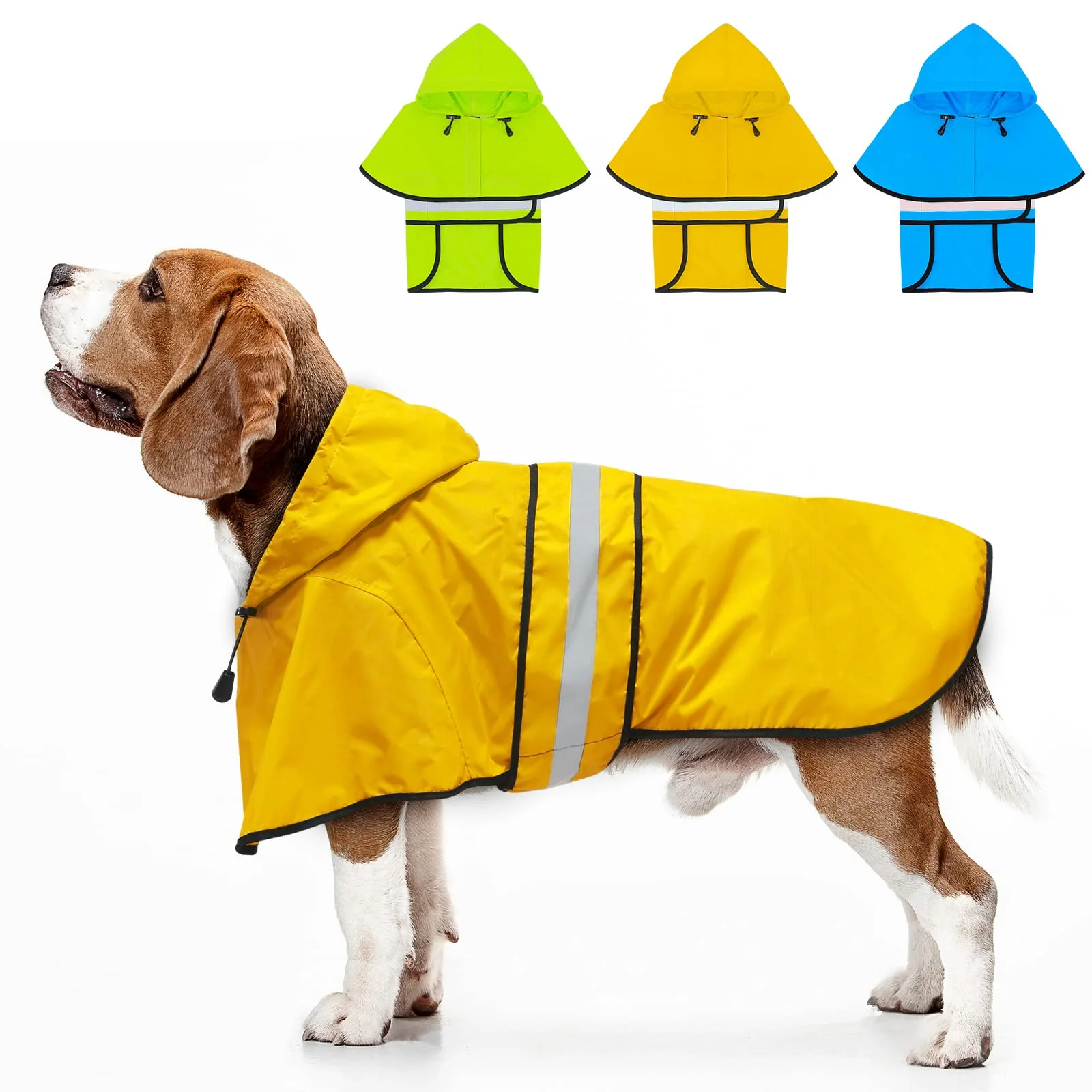 Exclusive Dolitego Dog Raincoat – Reflective Hoodie Waterproof Jacket for Dogs Medium Yellow Detailed