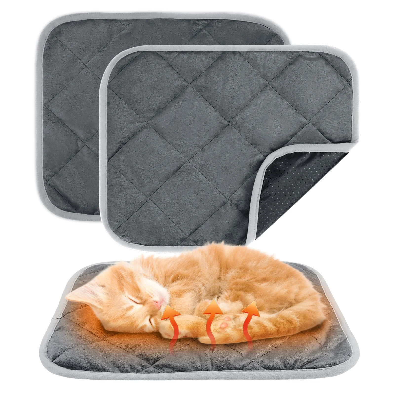 Classic MEWTOGO 2-Pc Self-Warming Cat Bed Mat – 15.7 x 19.7 in Anti-Slip Washable Excellent