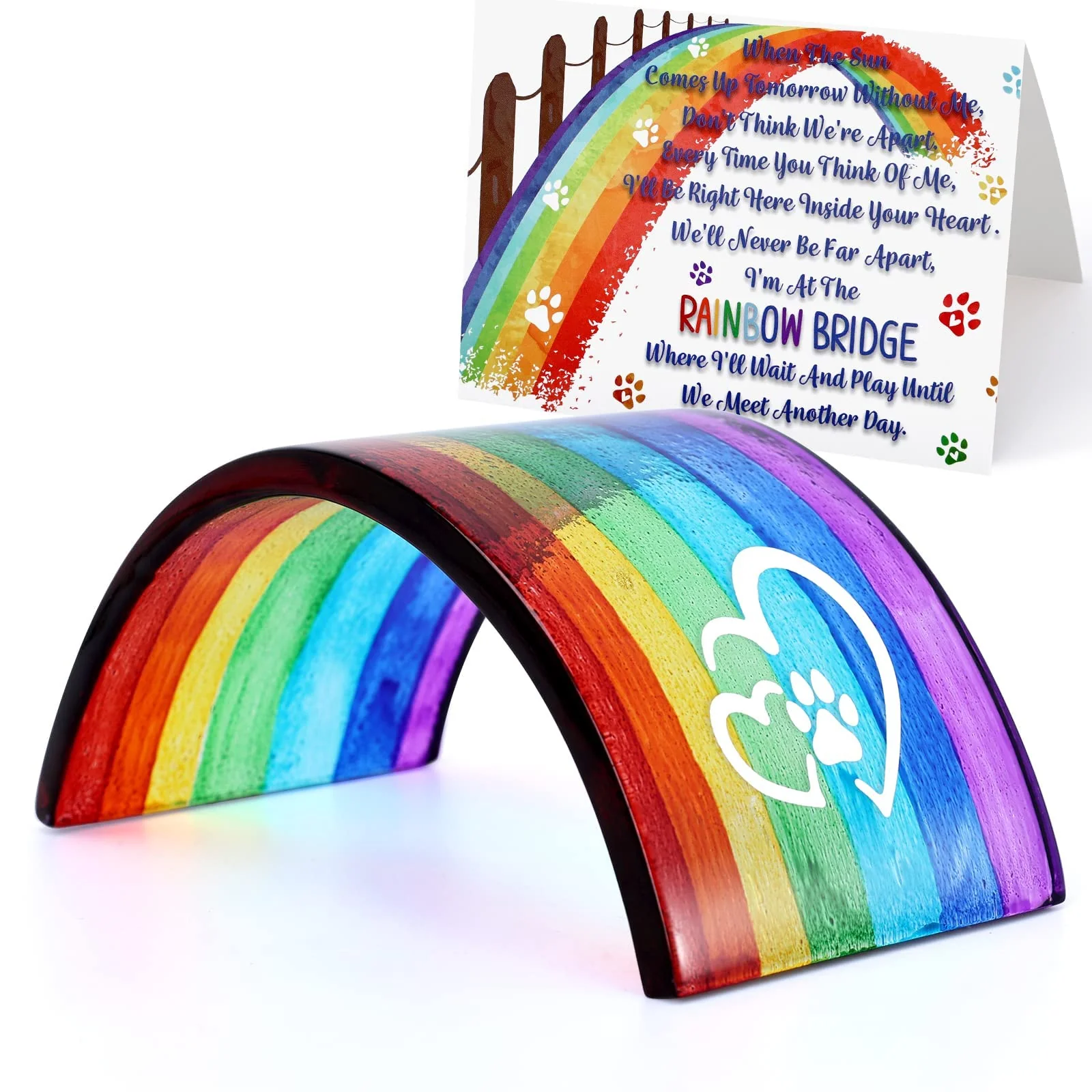 Lightweight Huray Rayho Rainbow Bridge Fused Glass 3D Suncatcher – Sympathy Gift Set for Pet Lovers Set of 2 Practical
