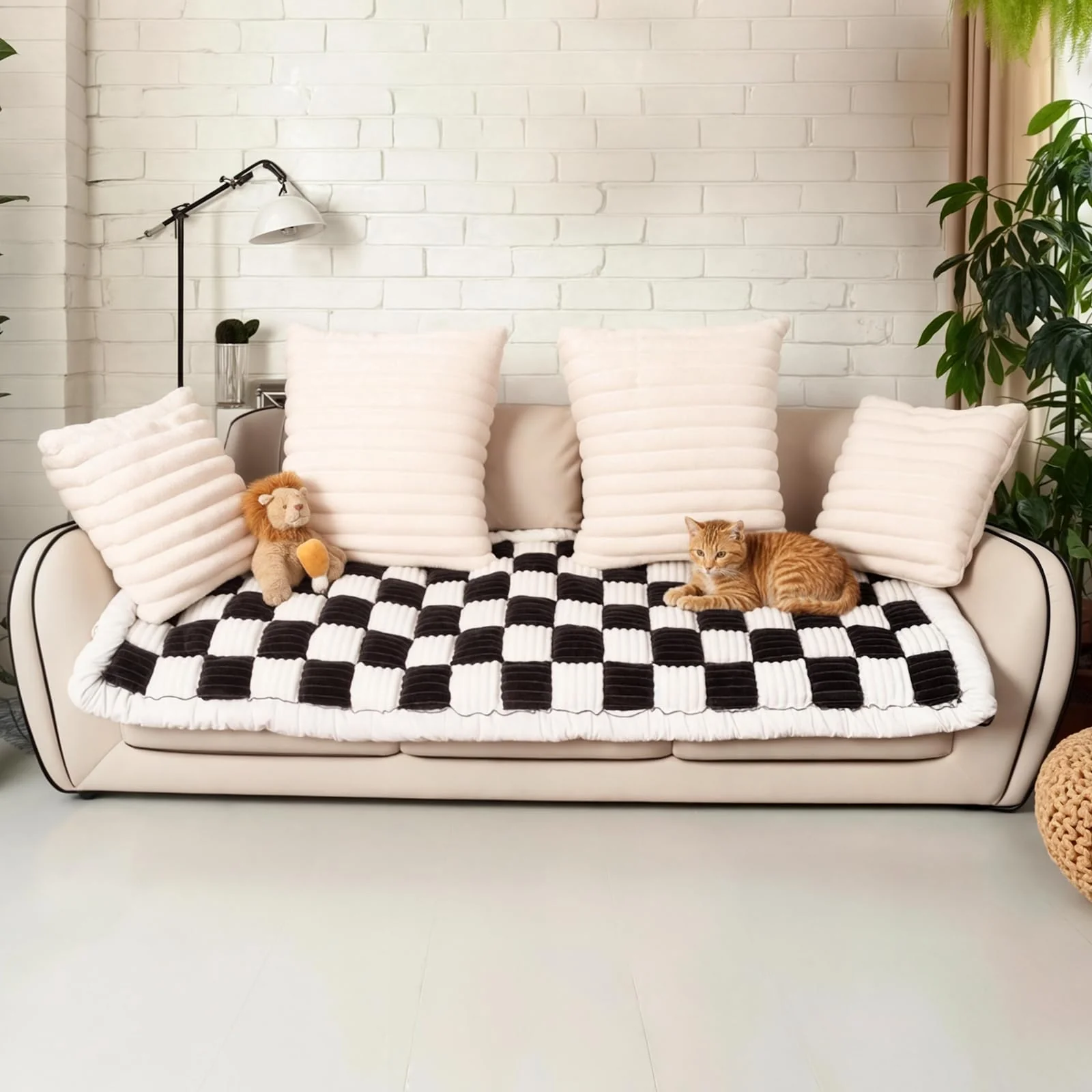 Optimized PulseFay Fluffy Dog Couch Cover Protector – Velvet Soft Non-Slip Washable Black 27.6 x 59.1 in Trusted