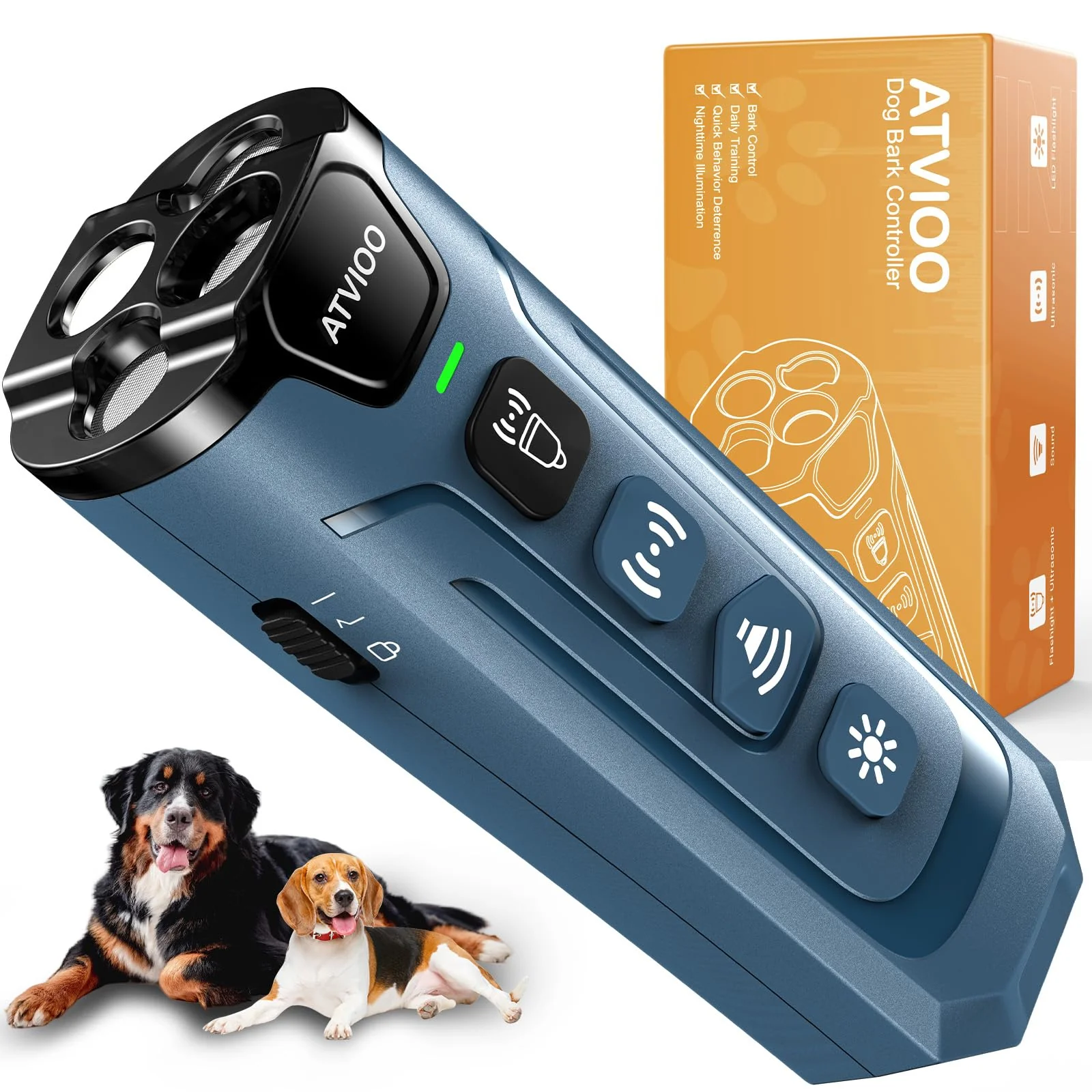 Effective ATVIOO Dog Anti-Barking Device — Humane Ultrasonic Bark Control Dark Blue Healthy