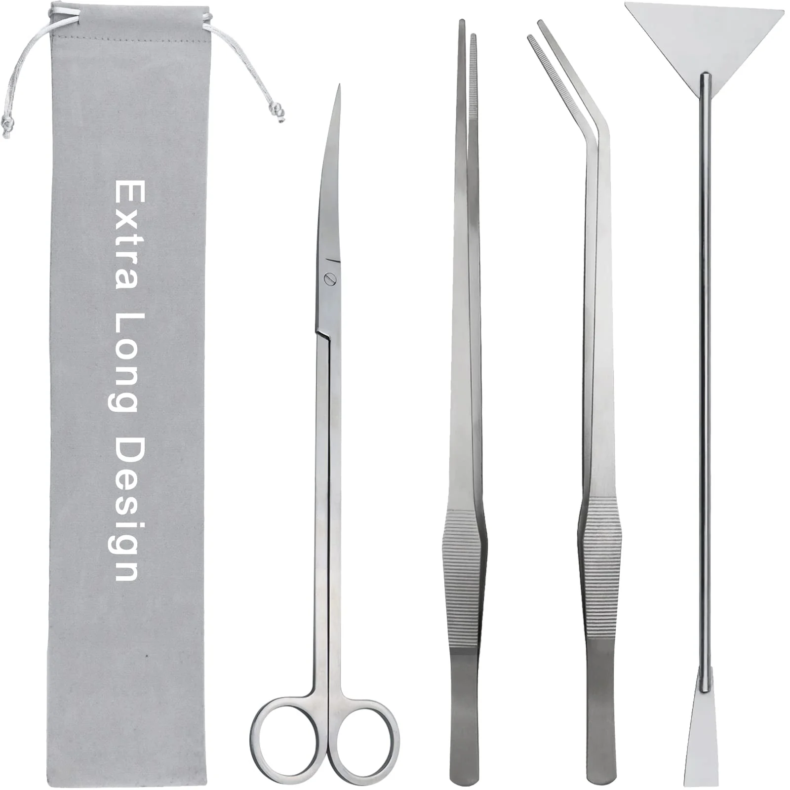 Fast WORFACE Aquarium Aquascape Tools Kit – 15-Inch Stainless Steel 4-in-1 Set Advanced