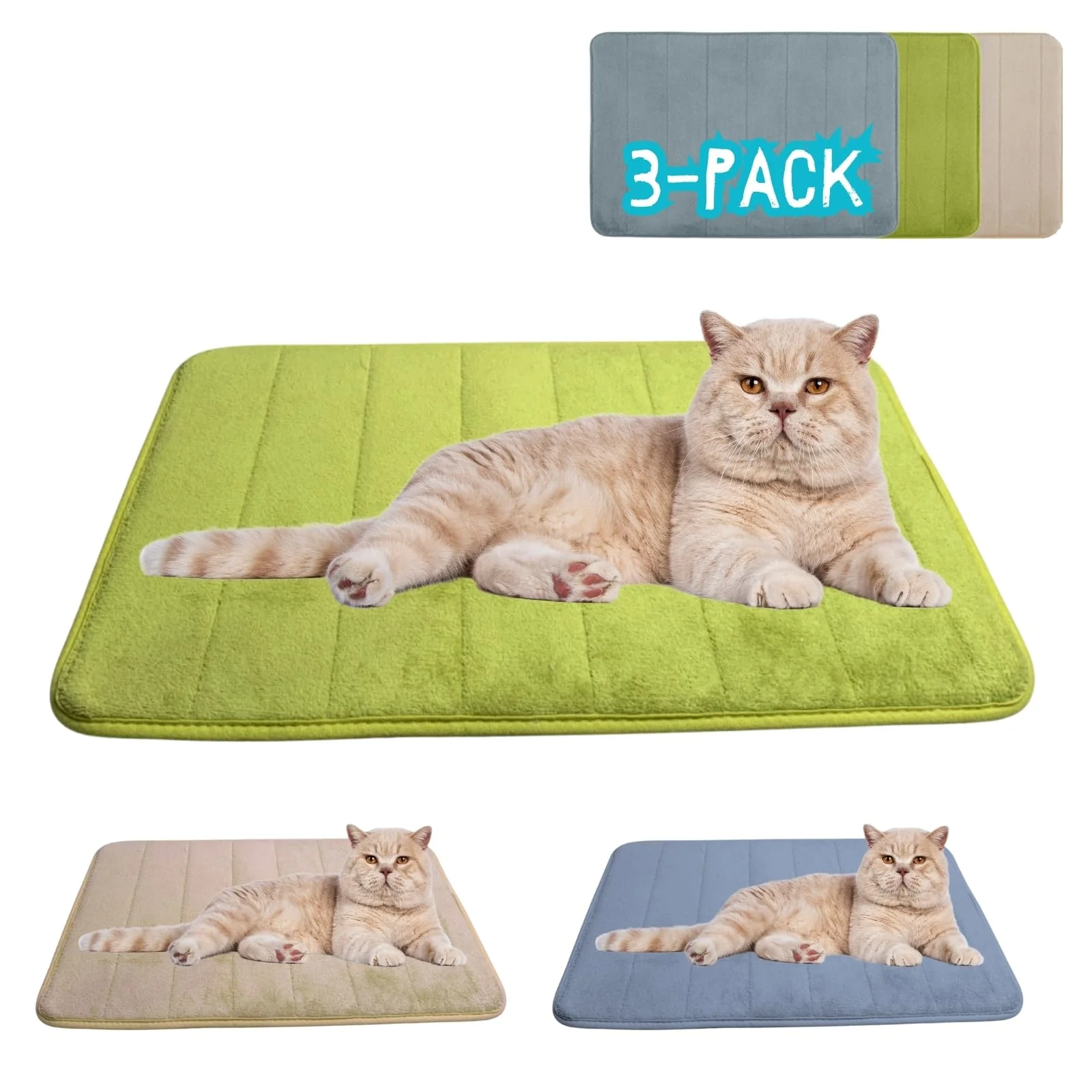High-End 2ME Washable Pet Bed Mat 3-Pack – Soft Absorbent 23.6×15.8 in Bedding for Cats Small Pets Responsible