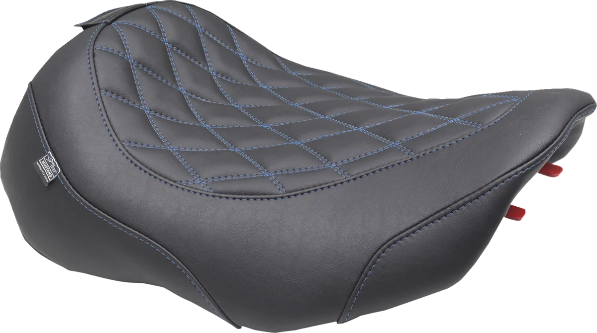 Green MUSTANG Wide Tripper Seat – Solo – Dark Brown Sky Blue Stitching – FLT FLH ’23-’25 89503SB Long-Lasting