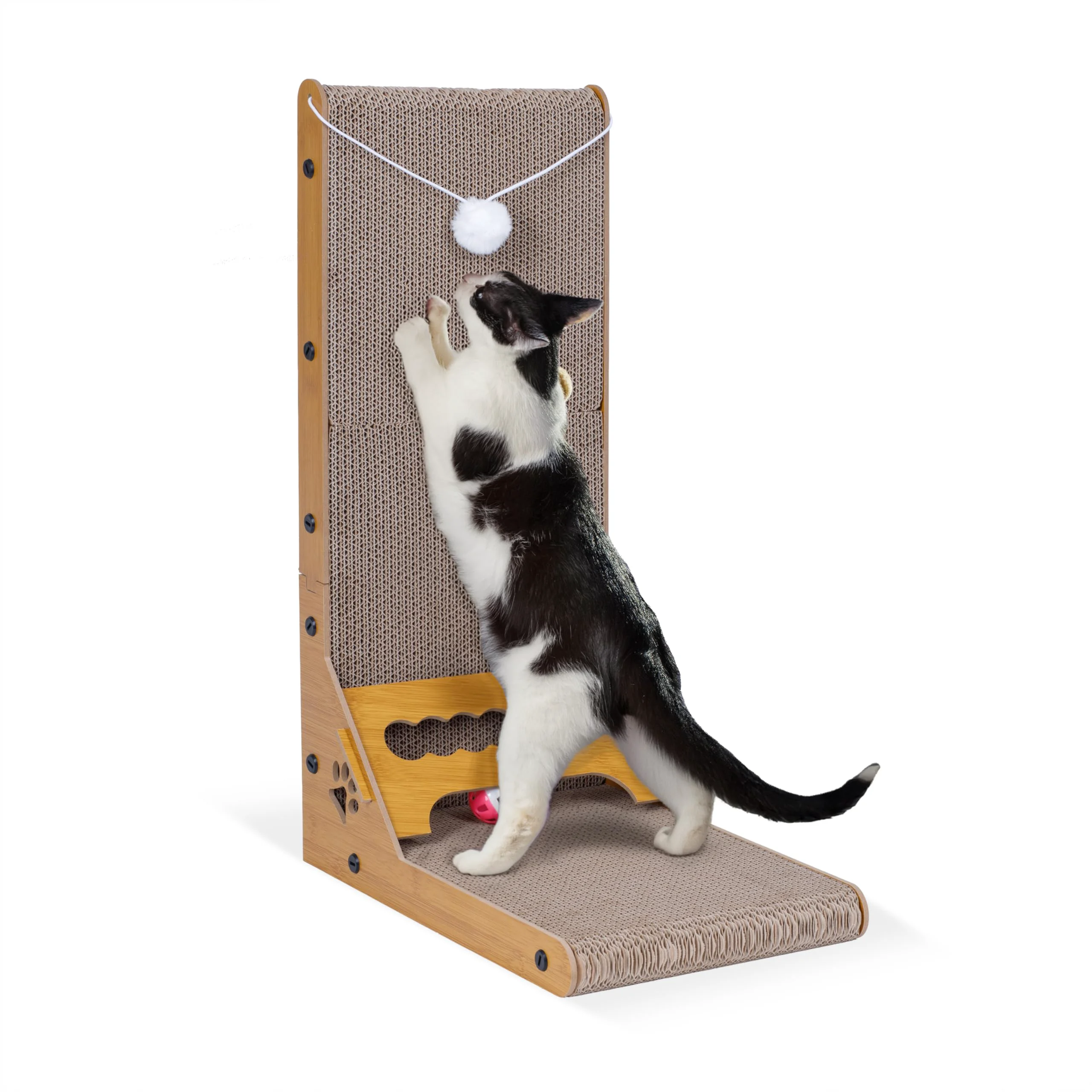 Eco-Friendly Cats Cuddles 3-in-1 Bamboo Cat Scratcher – L-Shape Post for Indoor Cats Furniture Protection Optimized