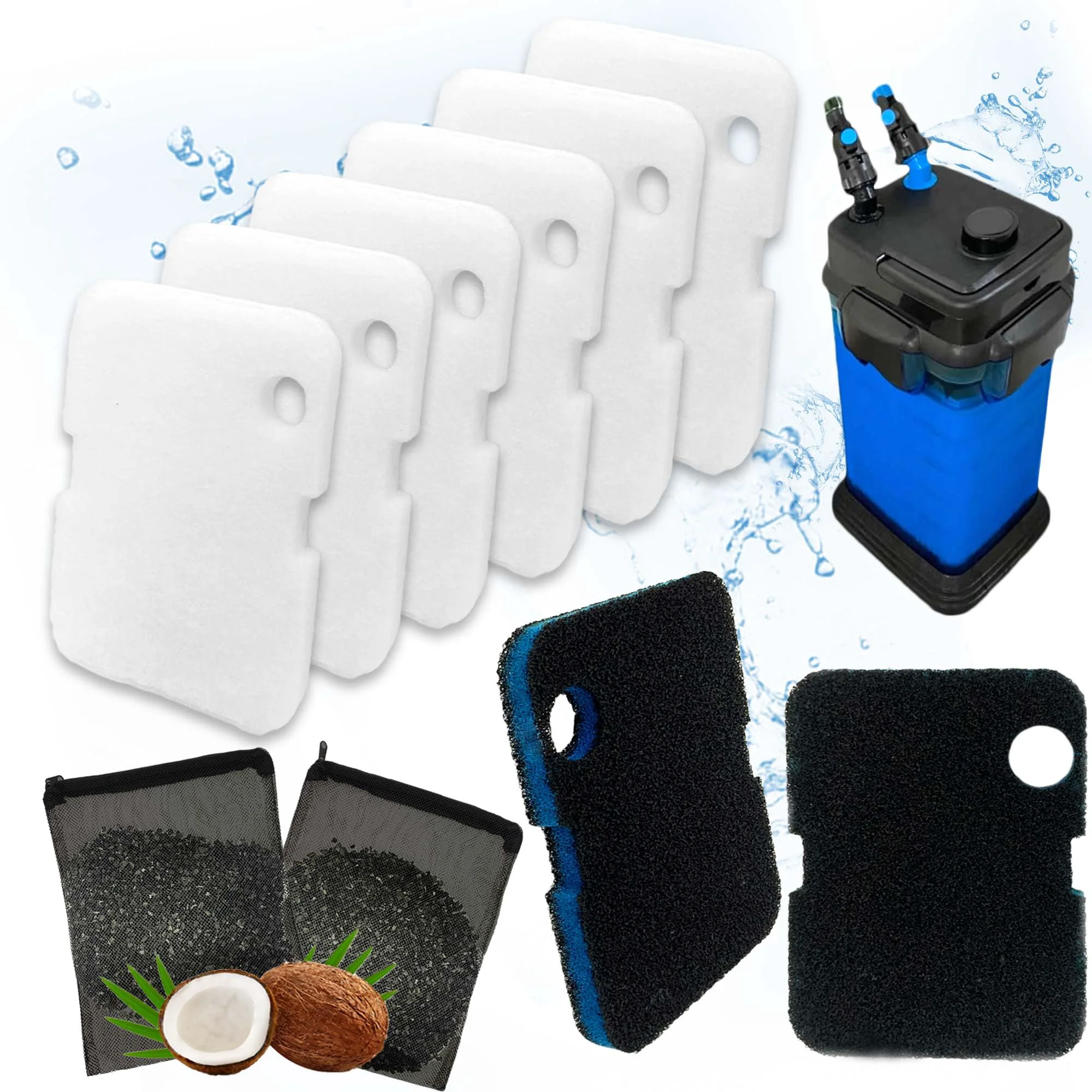 Premium PurifyLogix Canister Filter Pads for Cascade 700 1000 – 8-Pack 3-in-1 Coarse Pad Activated Carbon Top-Quality