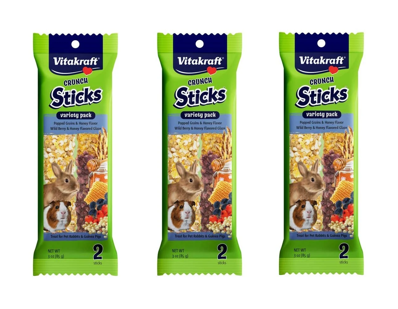 Durable Vitakraft 6-Pack Crunch Sticks Treats for Rabbits Guinea Pigs Variety Pack Exclusive