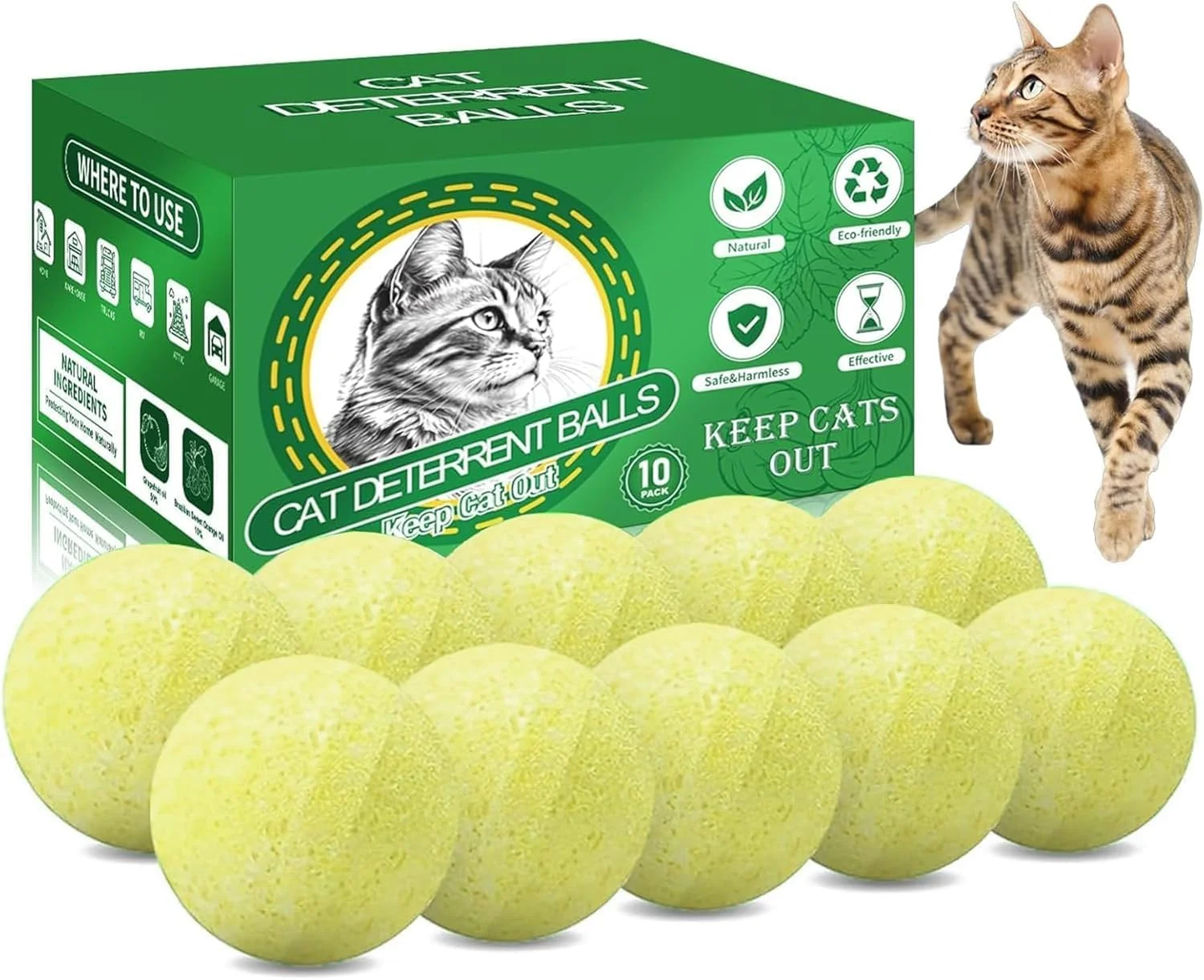 Functional SHIUMORE 10Pack Cat Repellent – Natural Essential Oil Deterrent Balls for Indoor Outdoor Use Minimalist