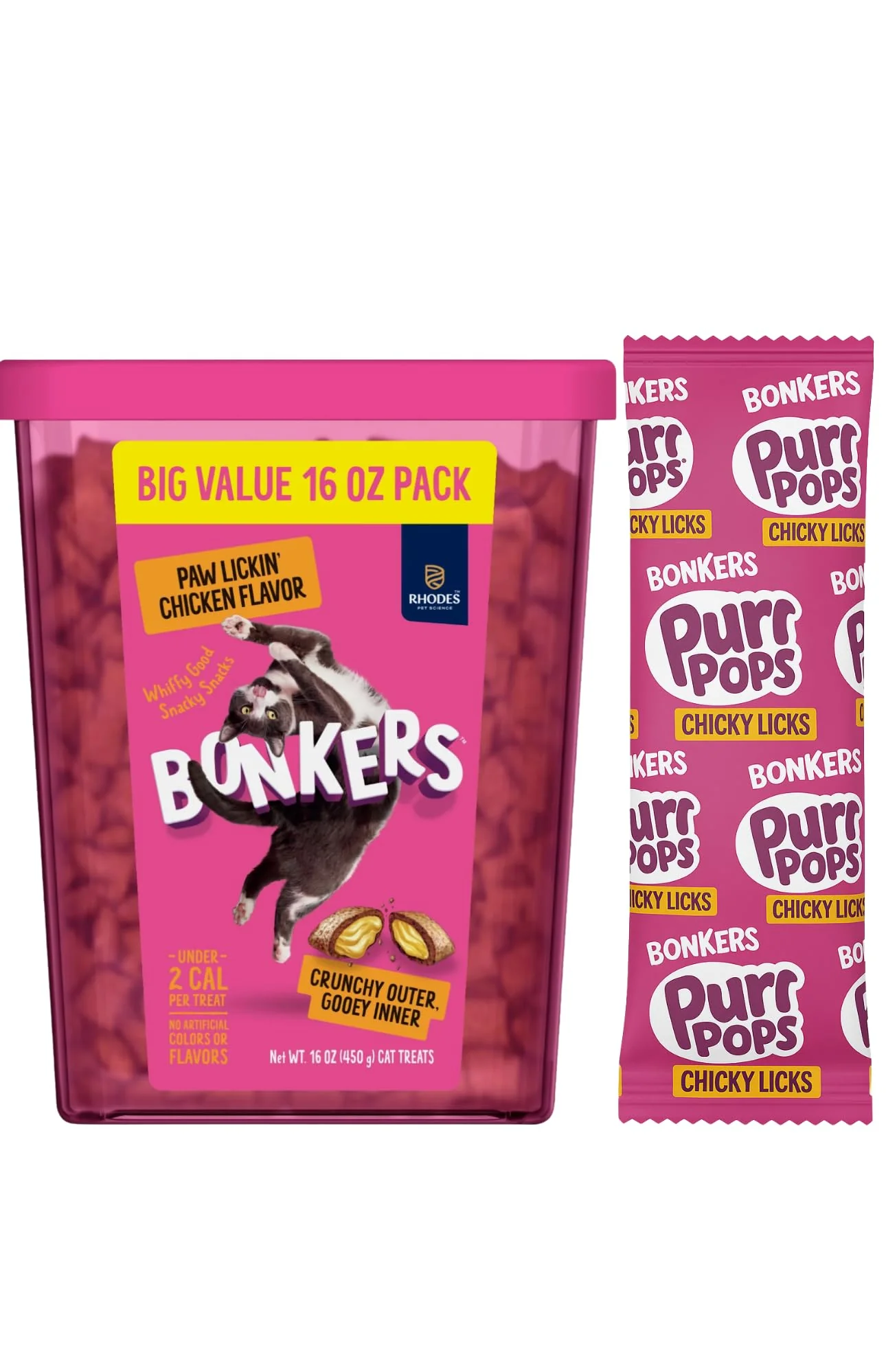 Functional Bonkers Paw Lickin’ Chicken Cat Treats – 16 oz Value Pack Dual Texture Low Calorie Environmentally Friendly