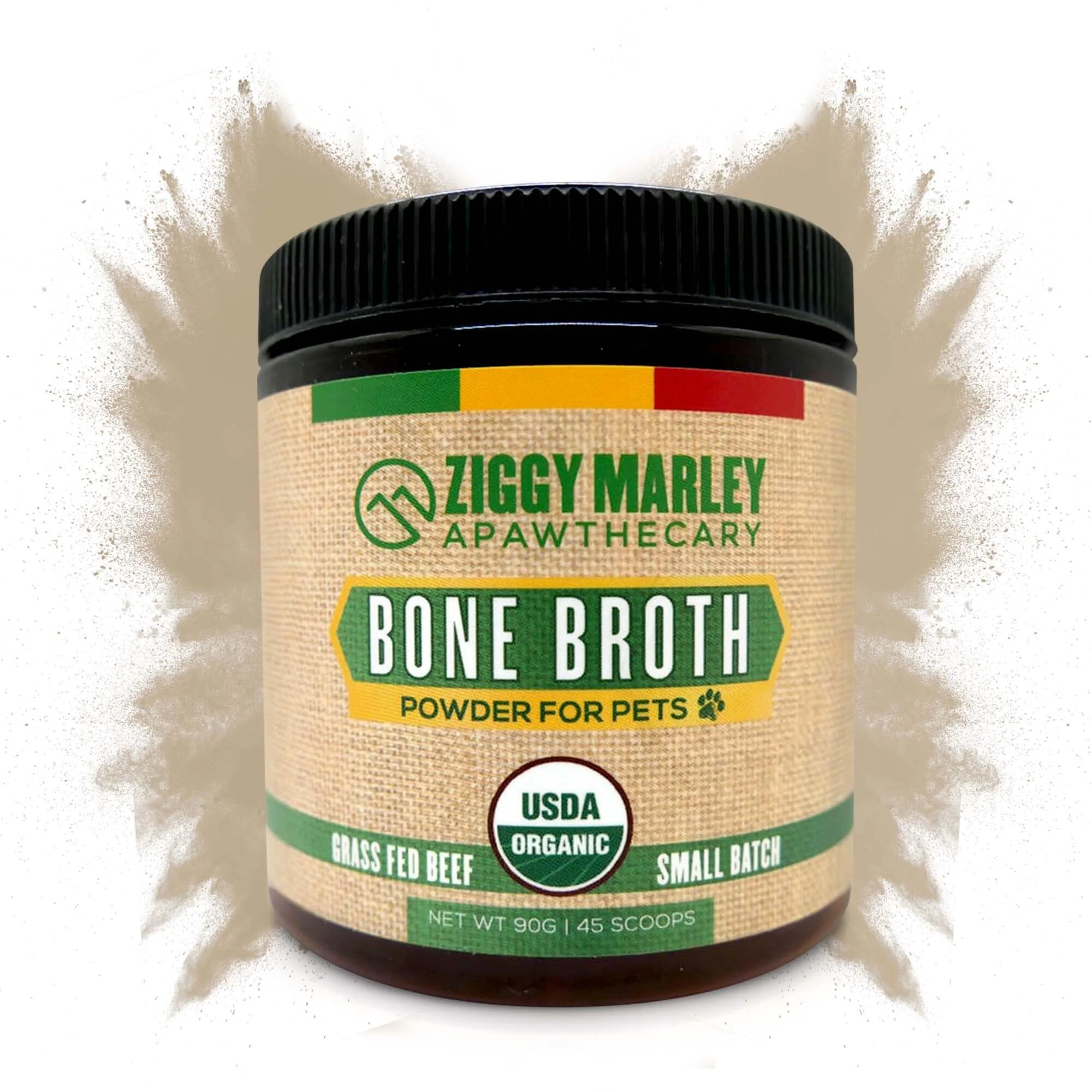 Powerful ZMA Pets Ziggy Marley s USDA Organic Beef Bone Broth Powder for Dogs Cats Joint Support Coat Skin Health Grass-Fed Beef 90g Certified
