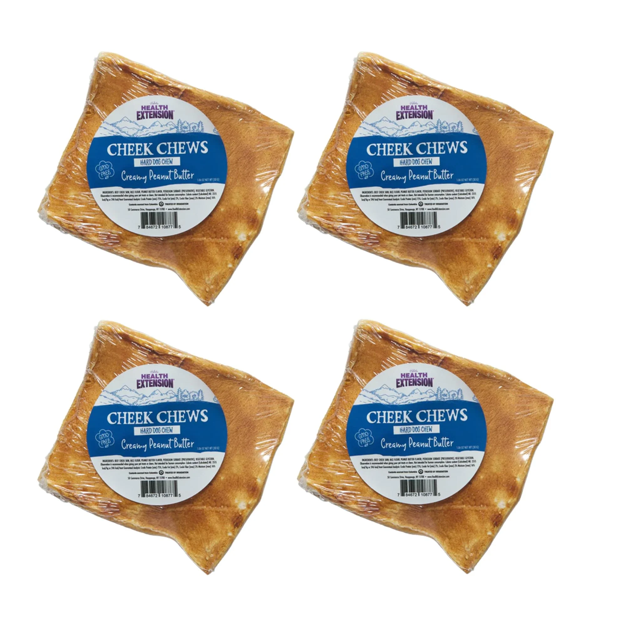 Elegant Health Extension Cheek Chews for Dogs – Non-GMO Rawhide- Peanut Butter Training Treat 4 Pack Next-Generation