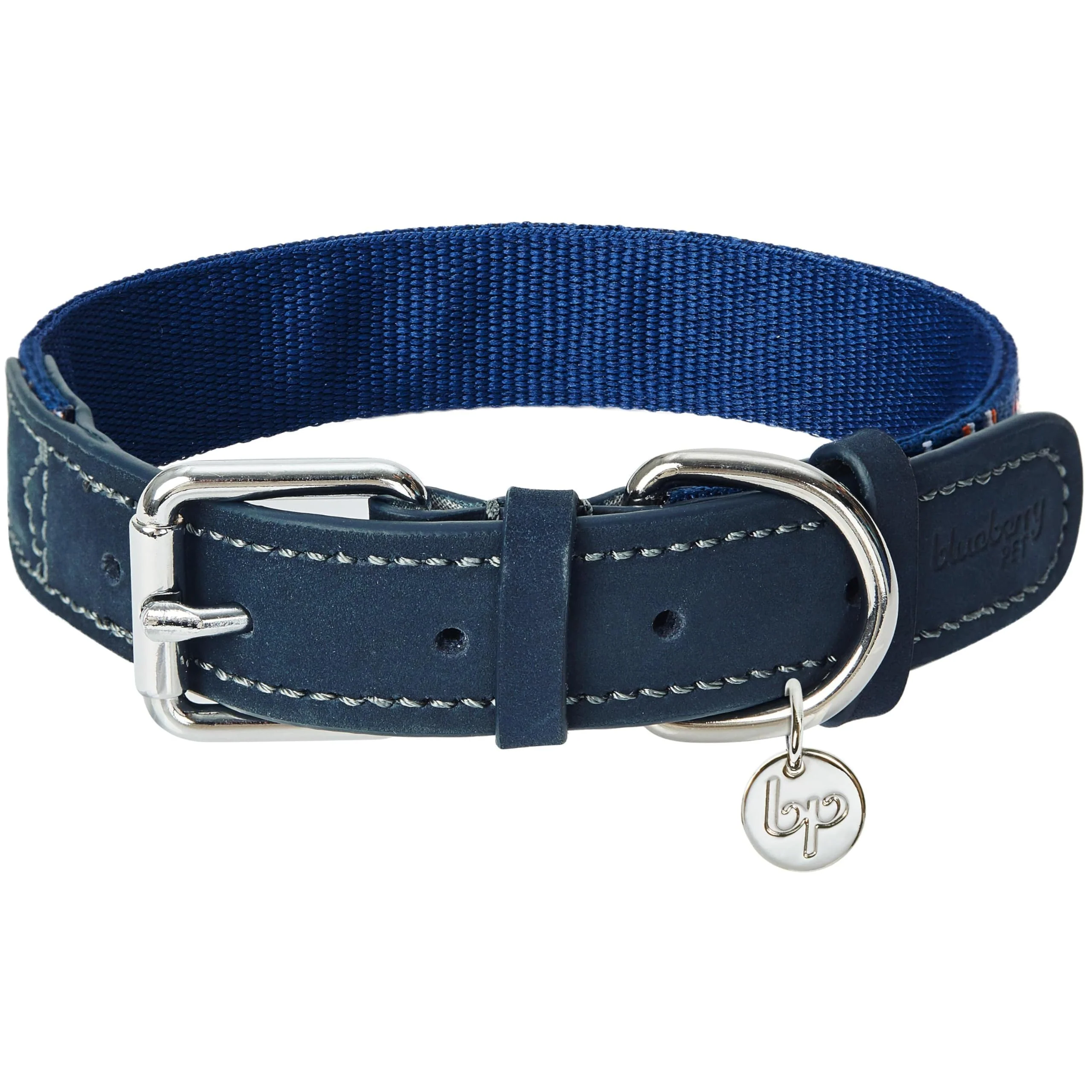 Practical Blueberry Pet 3 Patterns Southwestern Leather Polyester Collar – Navy Braided Large 18-22 in neck Dependable