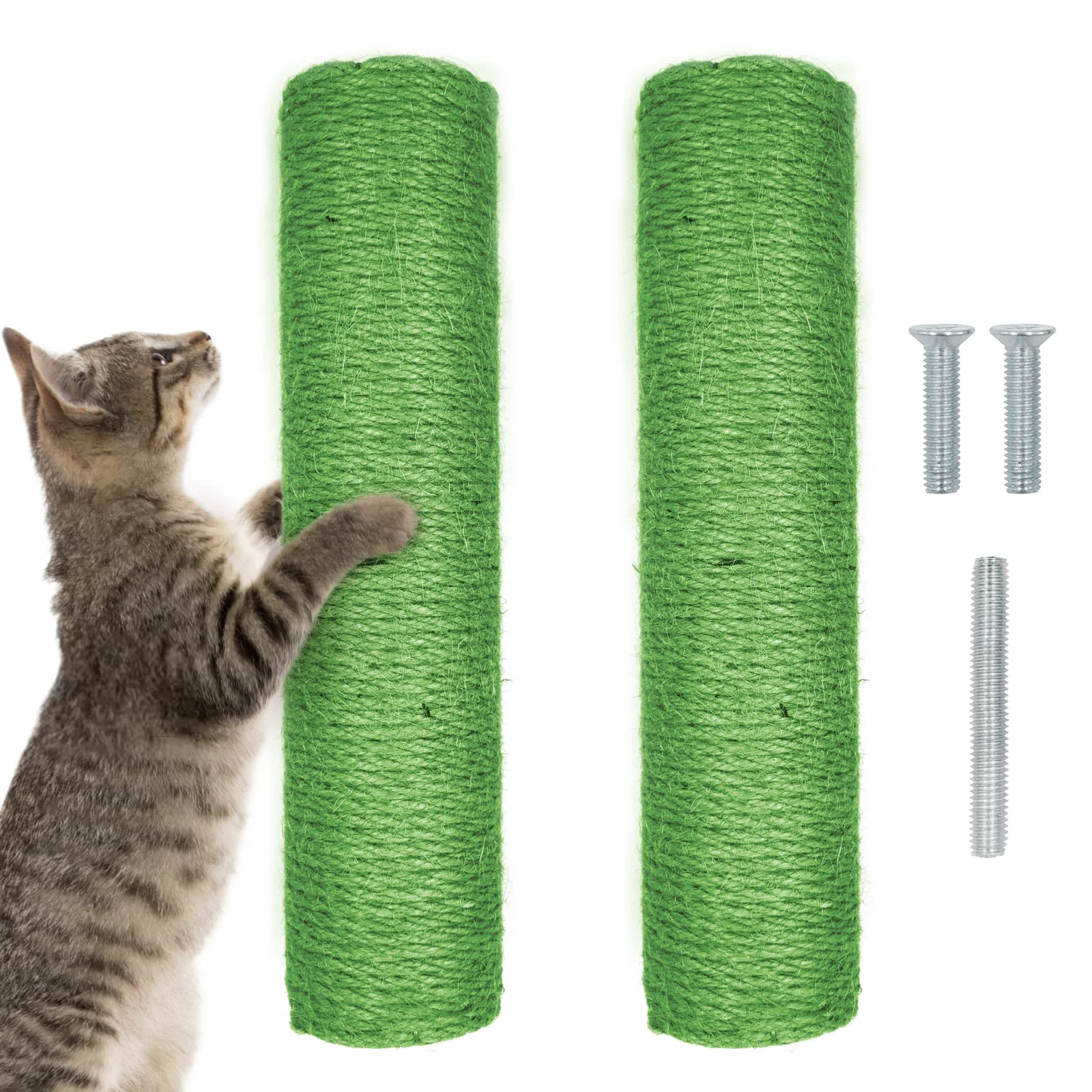 High-Grade MiDube 12-Inch Cat Scratching Post – Jute Rope 2-Pack Green Solid