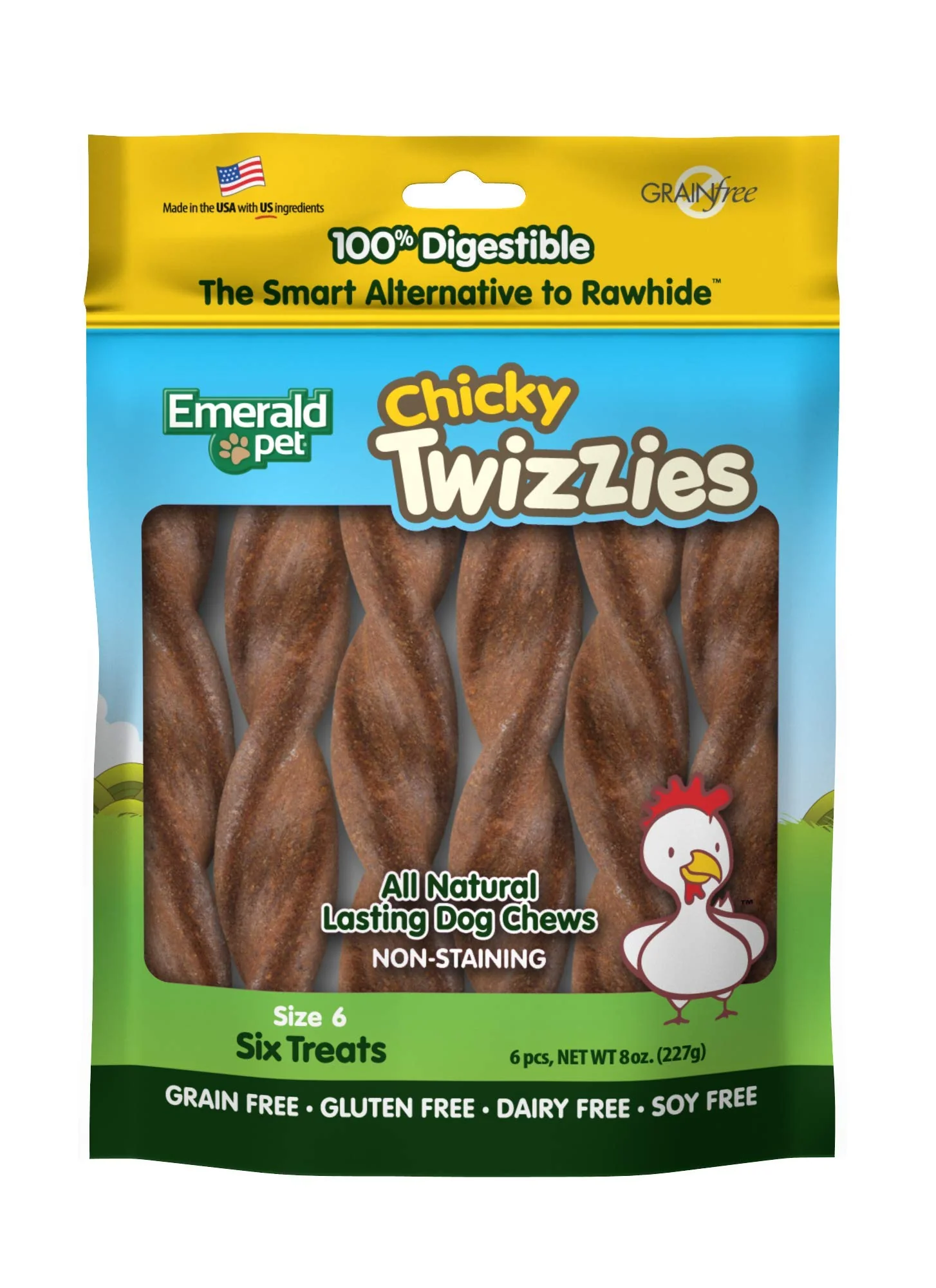 Fine Emerald Pet Twizzies Chicky Chicken – 6-Inch Digestible Dog Chews Made in USA Genuine