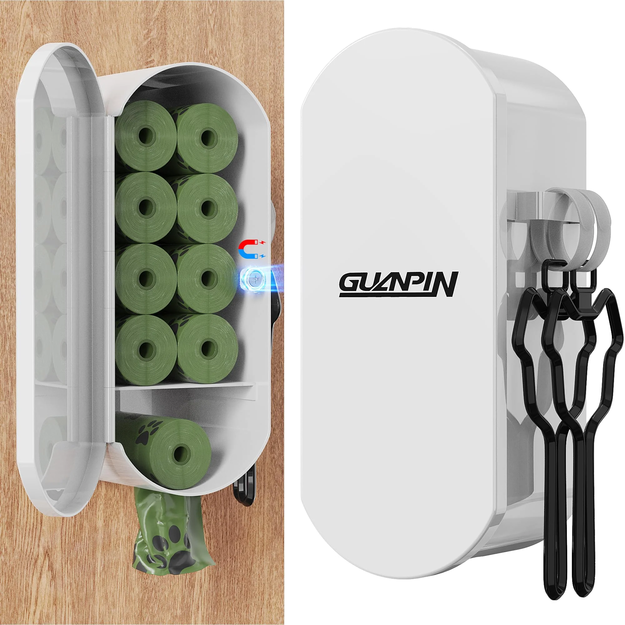 Sophisticated Guanpin Dog Poop Bag Dispenser Wall Mount — Magnetic Closure High Capacity Corrosion-Resistant Carefully Designed