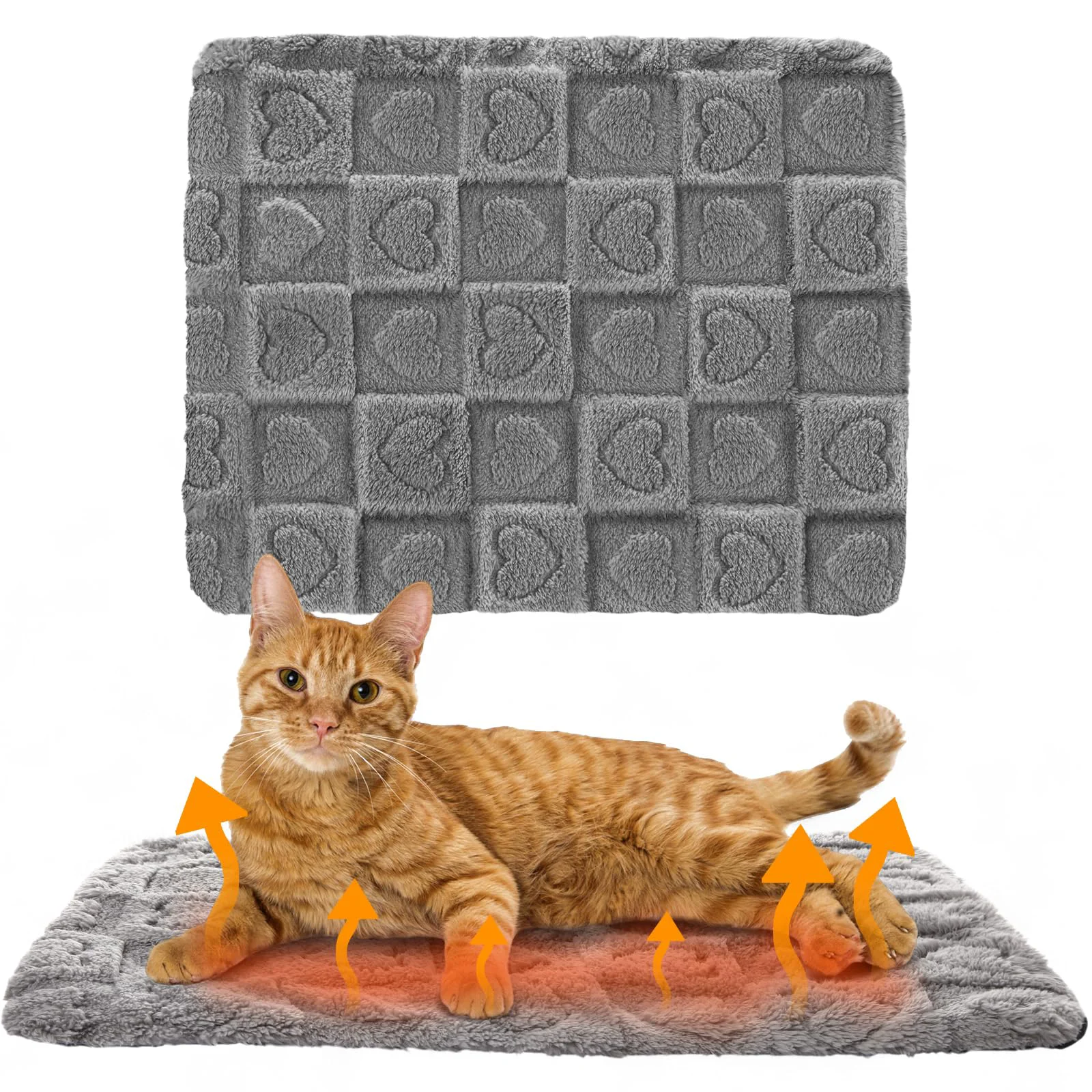Certified Clysee 3 Pack Self-Warming Cat Bed Mat – Reflects Body Heat Non-Slip Washable 20×15 in Gray Smooth