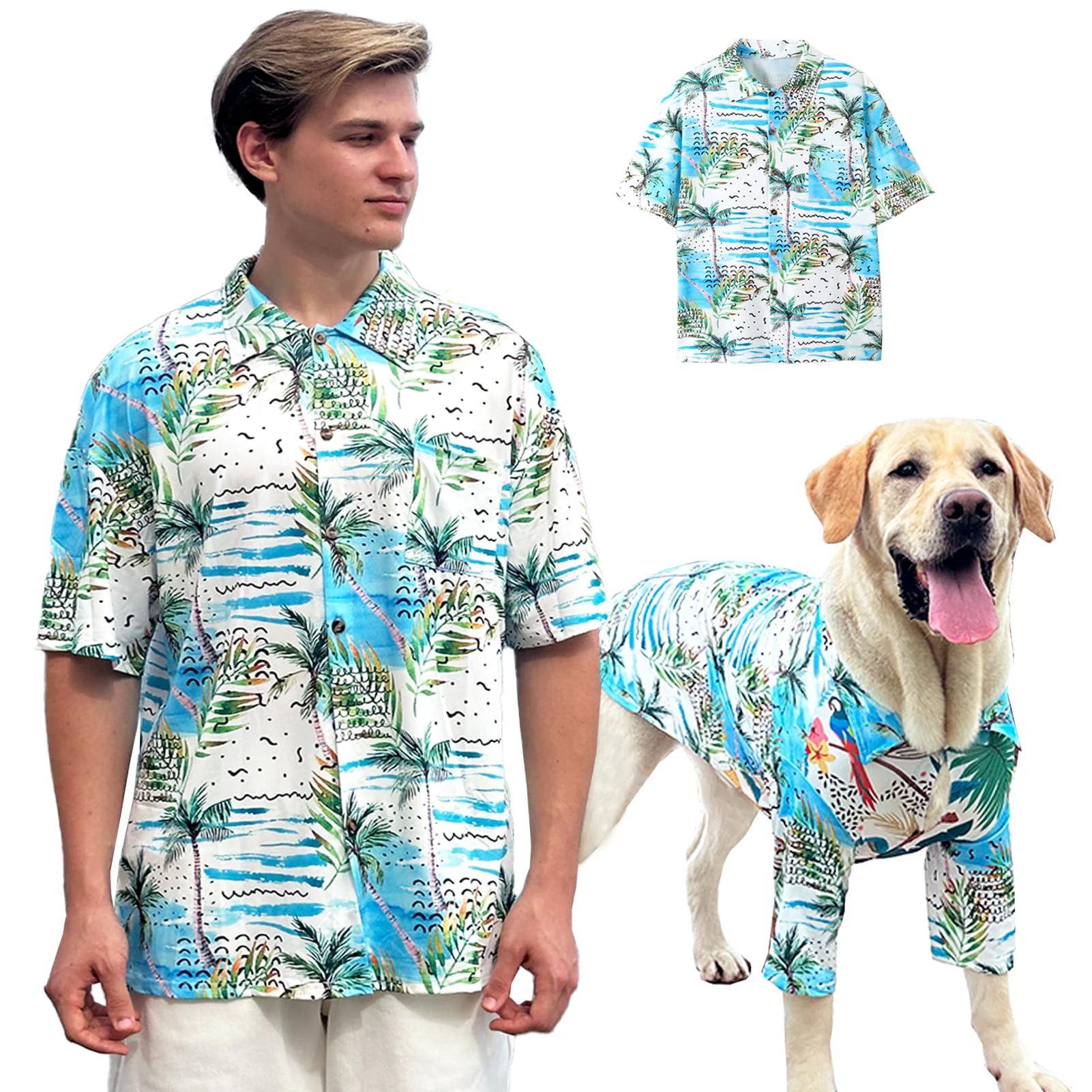 Consistent PriPre Hawaii Dog Shirt – Breathable Blue Beach Style Tee for Medium to Large Dogs 2XL Modern