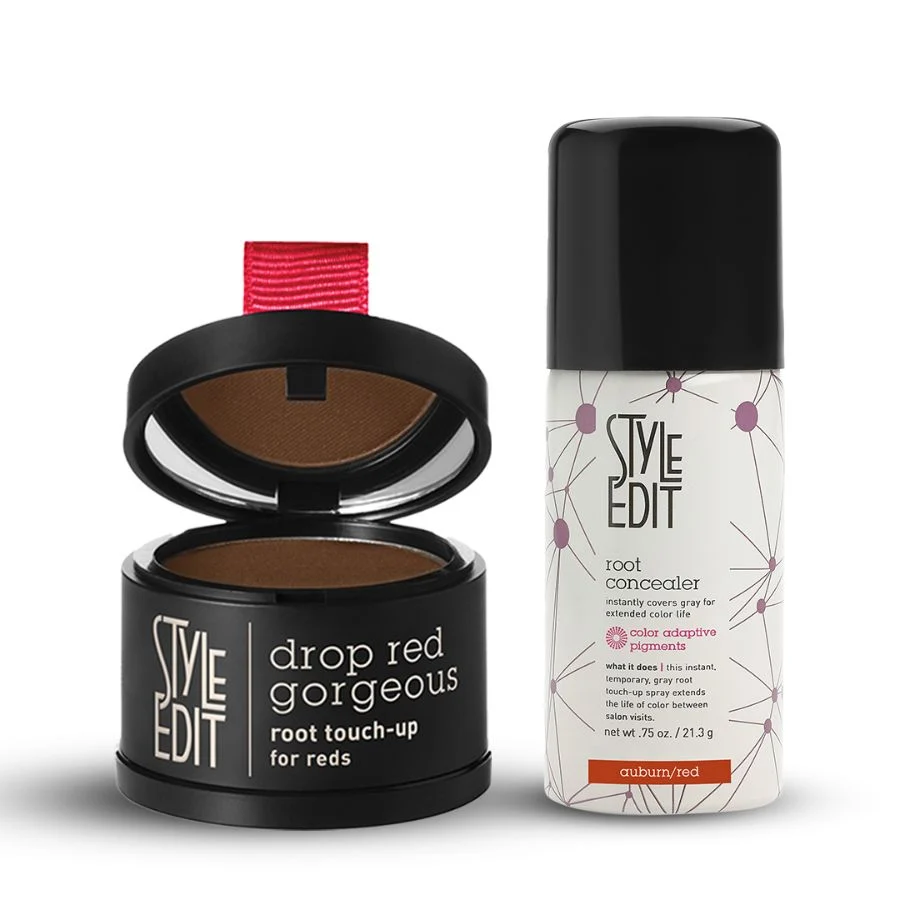 Fine Drop Red Gorgeous Root Touch Up Powder and Travel Size Spray Duo Soft