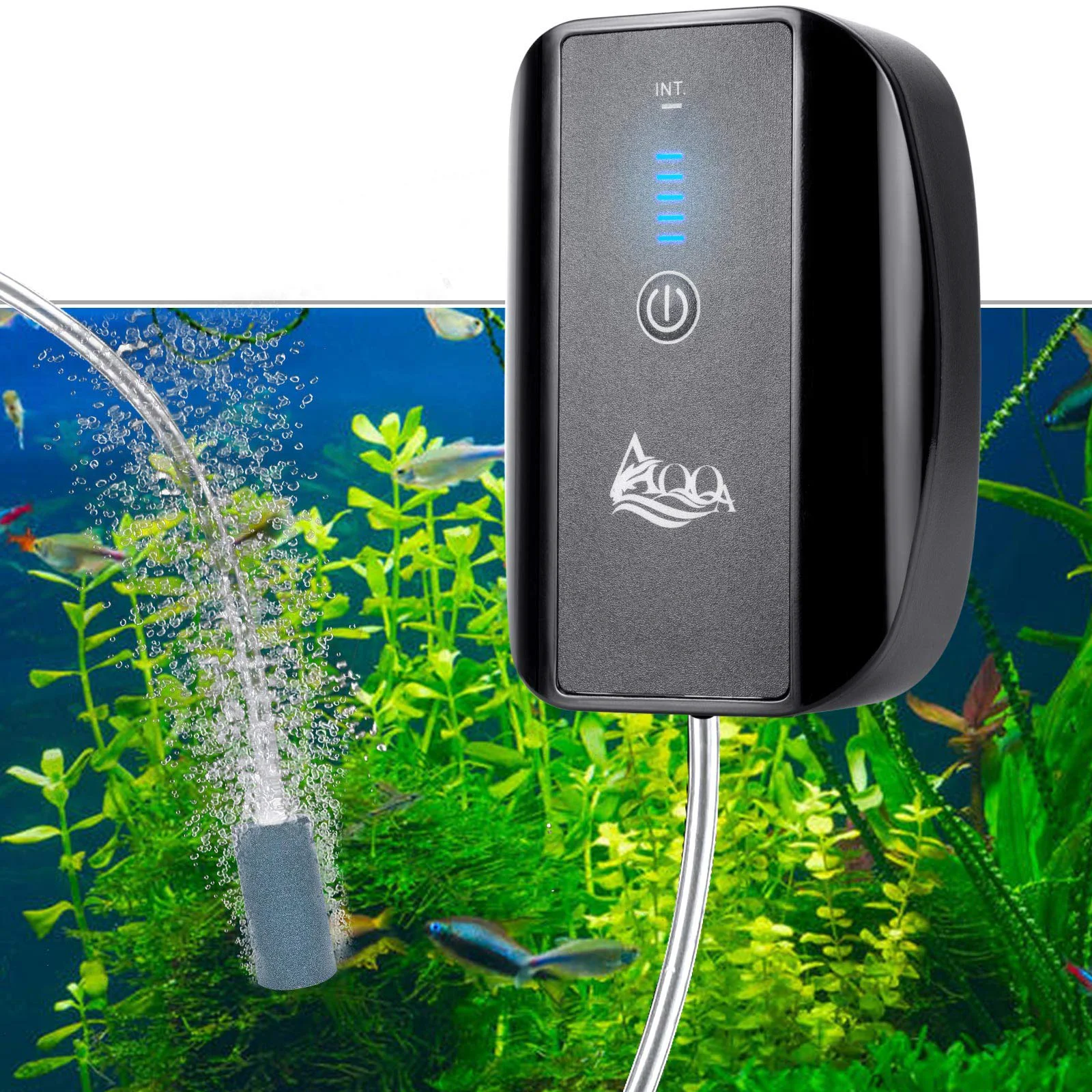 Smooth AQQA Aquarium Rechargeable Air Pump – Quiet Portable Oxygen Pump with Dual Outlets Verified