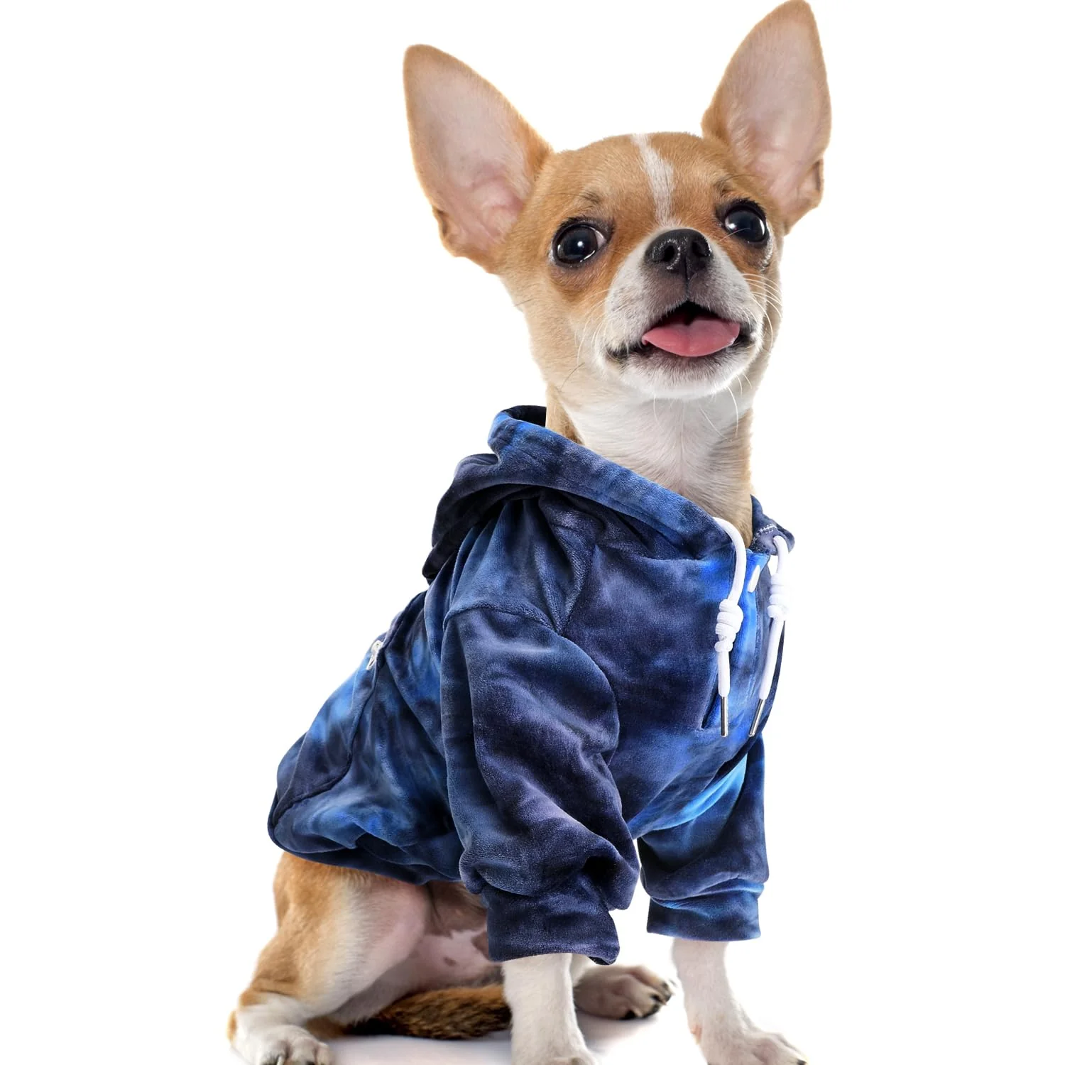Expertly Made SlowTon Dog Hoodie Tie Dye – Warm Cozy Sweater with Pocket Leash Hole Blue M Casual