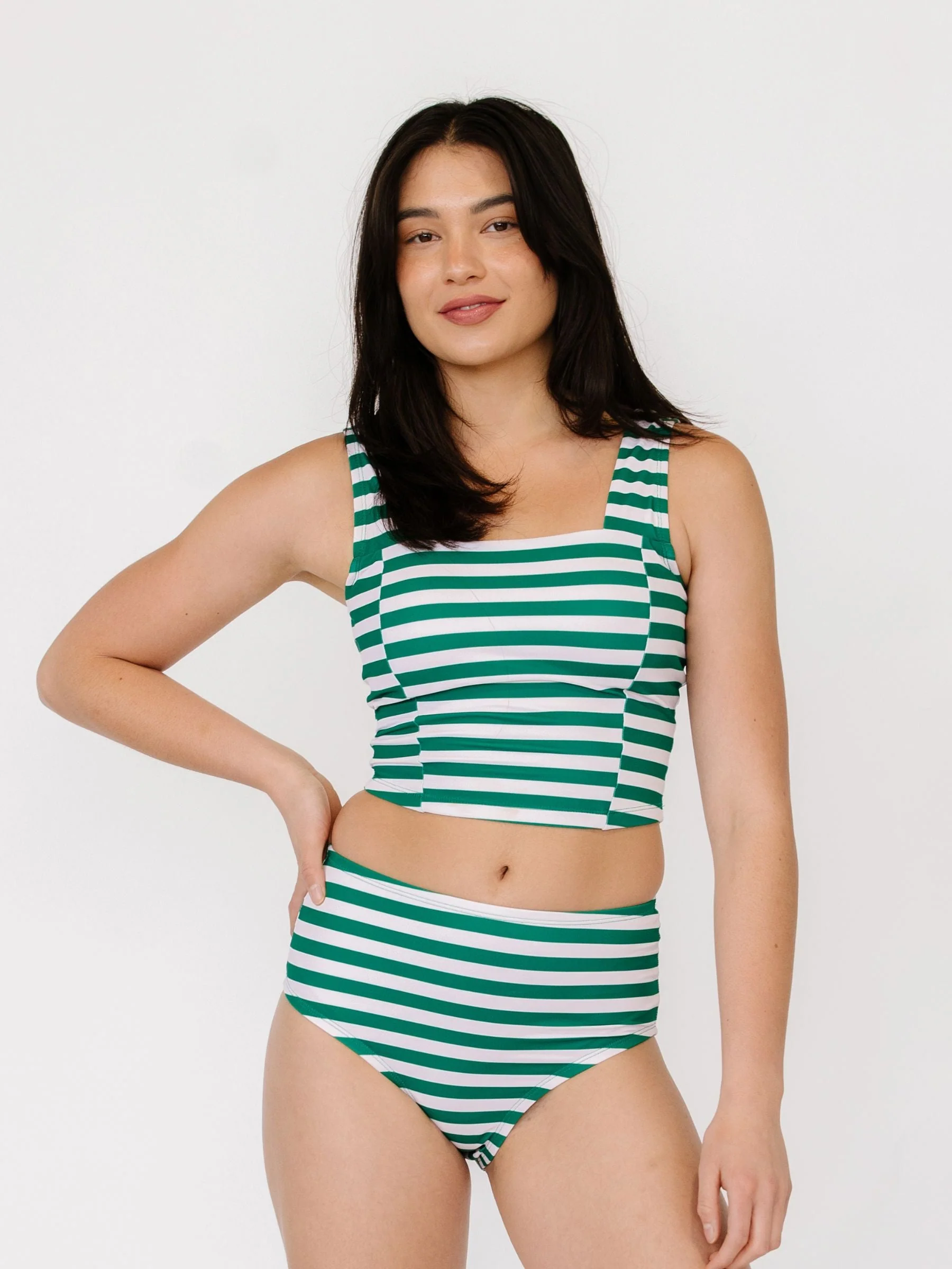 Certified Emerald Stripe Square Neck Crop Pure