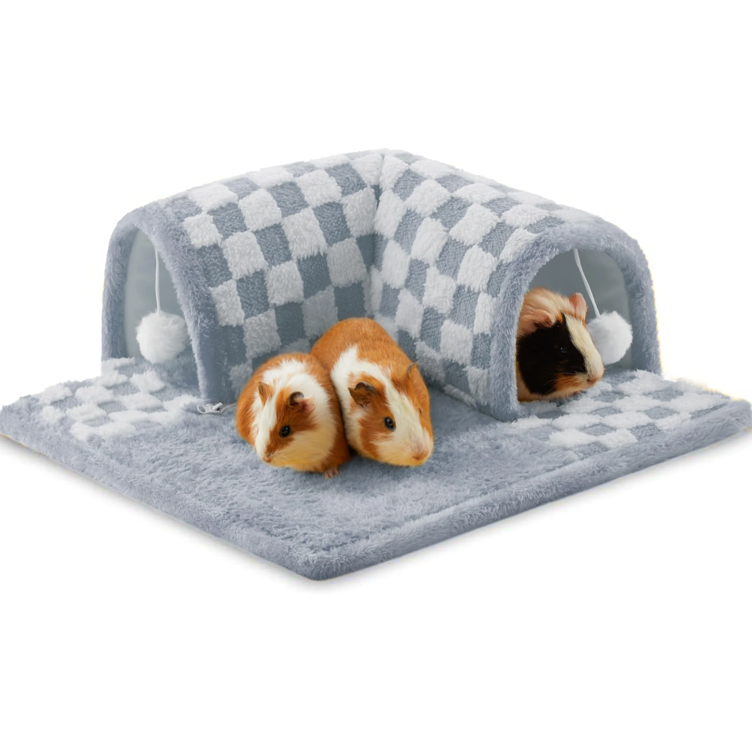 Long-Lasting Jevnd Large Guinea Pig Hideout Tunnel – Dual-Entrance Plush Bed for Small Pets Blue Certified