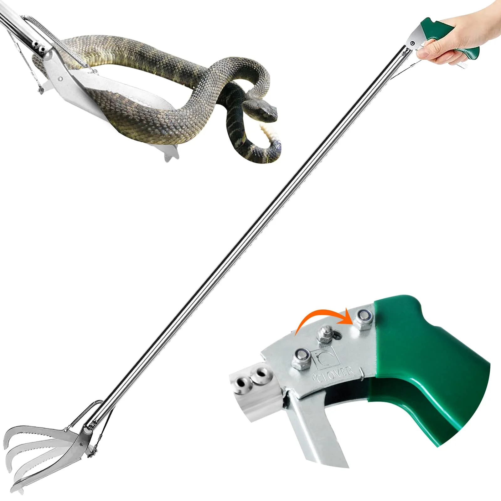 Smart HOMEYA 47-Inch Extra Heavy Duty Snake Tongs – Reptile Grabber with Auto-Lock Powerful