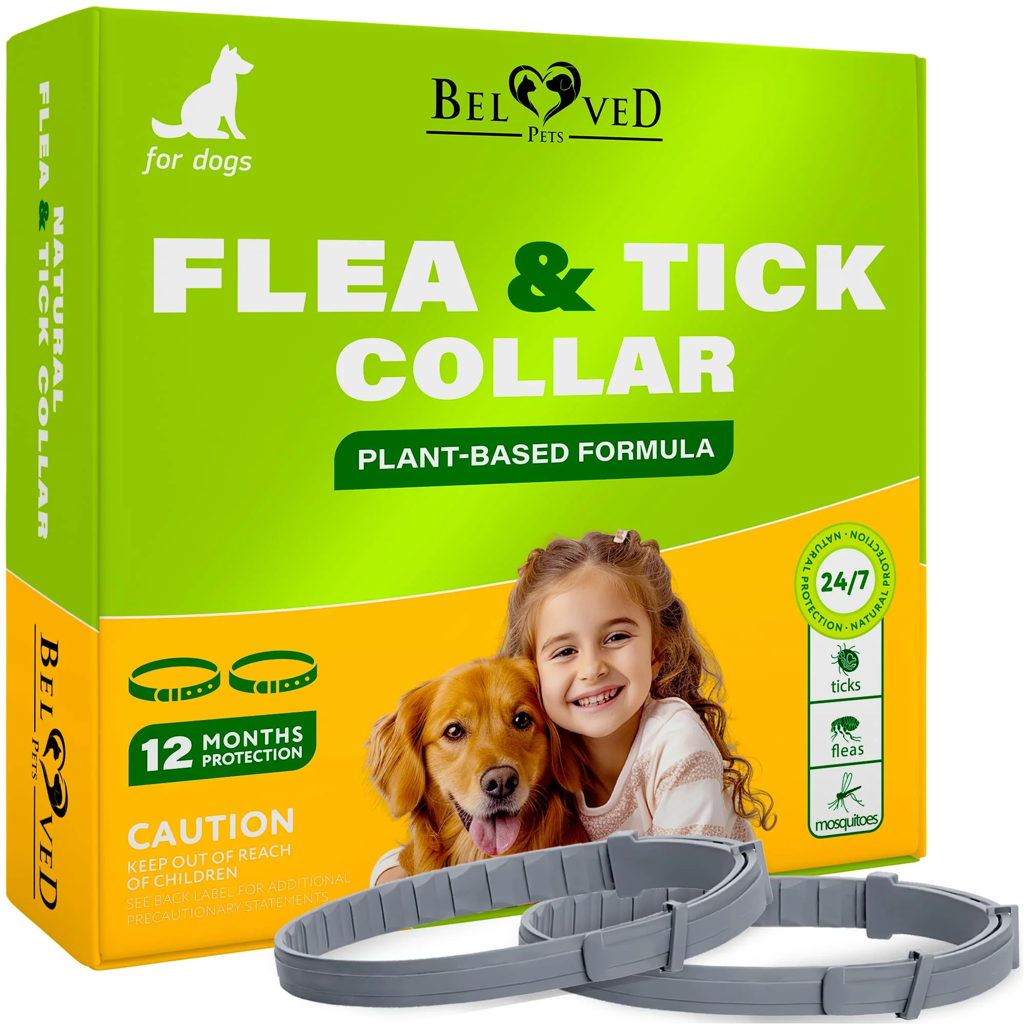 Elite Beloved Pets Natural Flea Tick Collar for Dogs – Plant-Based Waterproof 6-Month Protection Certified
