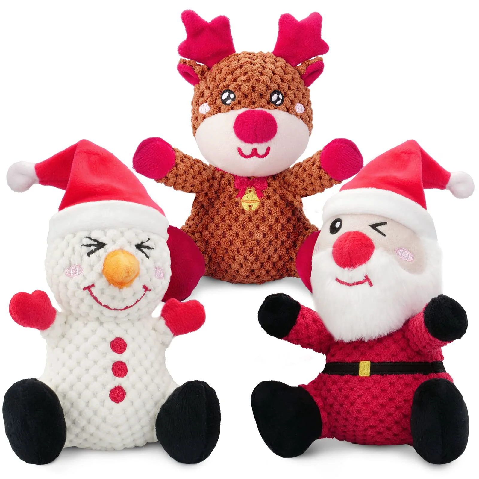 Professional Epesiri Christmas Plush Dog Toys 3-Pack Squeaky Durable Cotton Plush Elegant