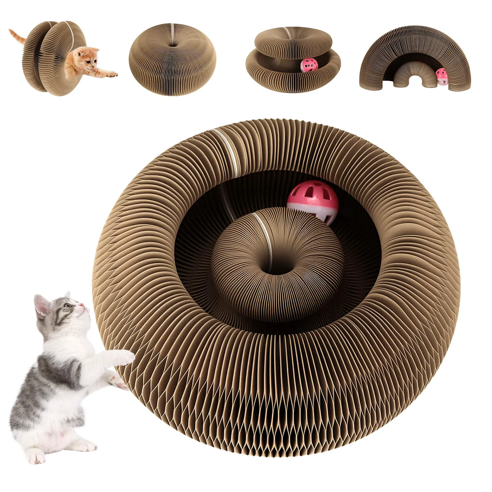 Versatile FATIRO Kitty Curls Cat Toy — Foldable Organ Scratcher Den for Indoor Cats Trendy