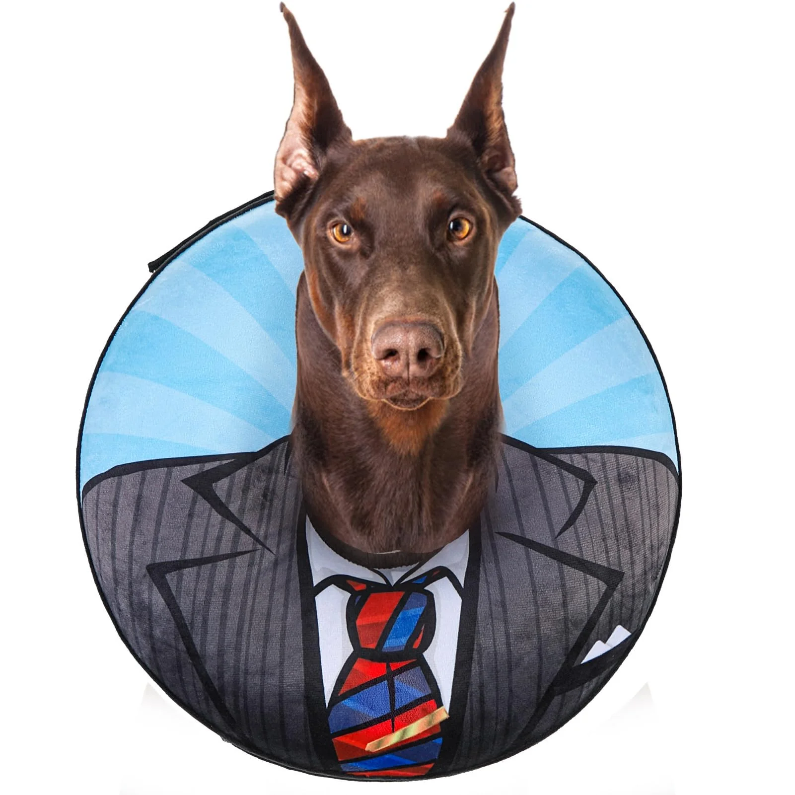 Artisan SCENE Inflatable Donut Recovery Collar for Dogs Cats — Black Suit Print Effective