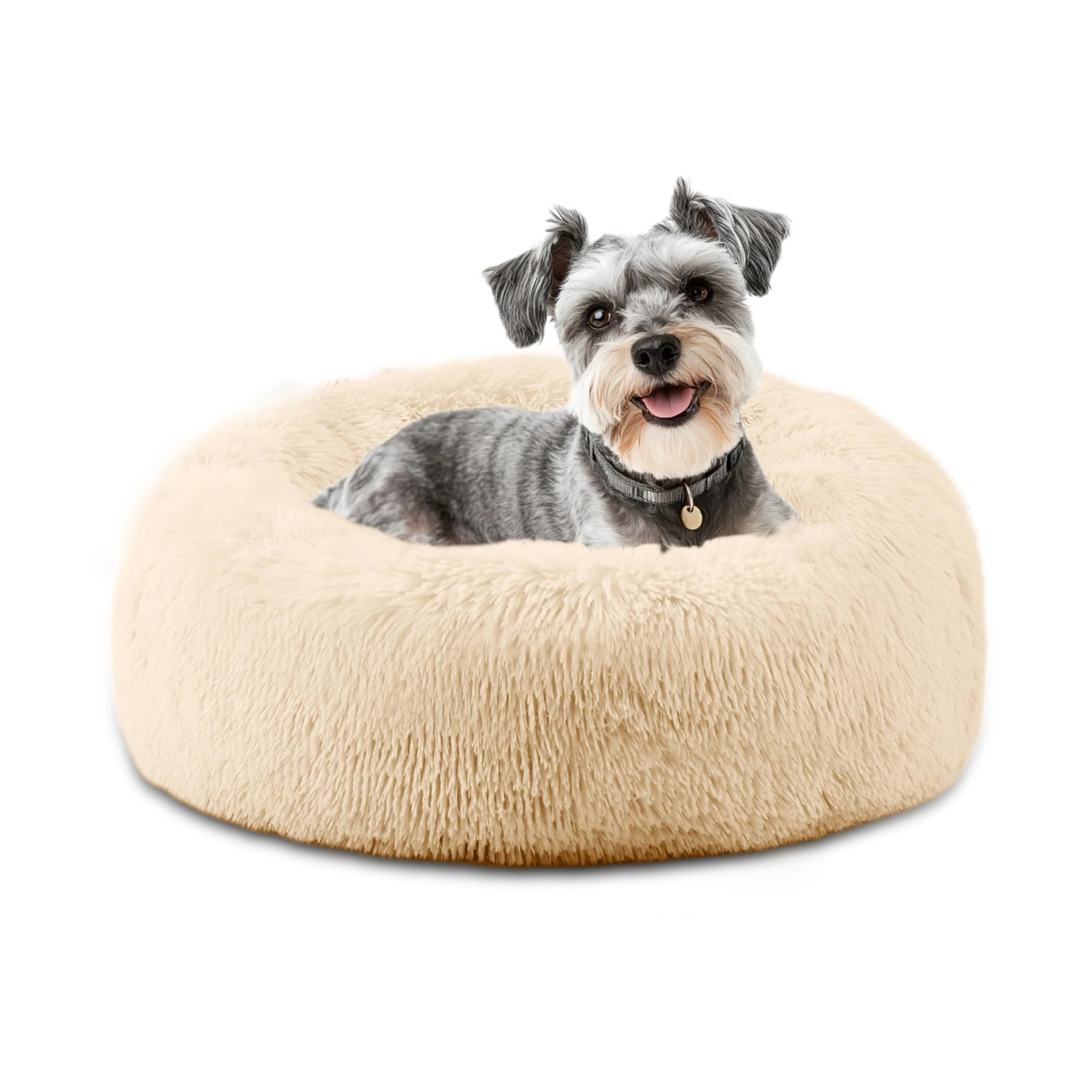 Consistent ELSKER HOME Calming Donut Bed – 23in Apricot Washable for Small Dogs Cats Premium Material