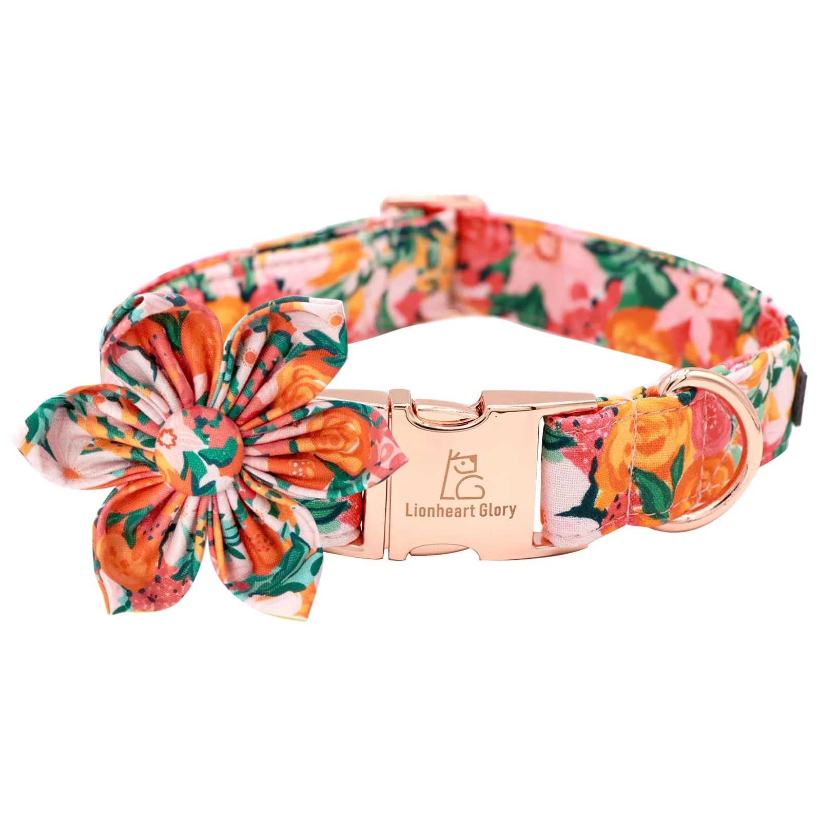 Solid Lionheart Glory Floral Pattern Pet Collar XL Adjustable for Large Dogs Relaxed