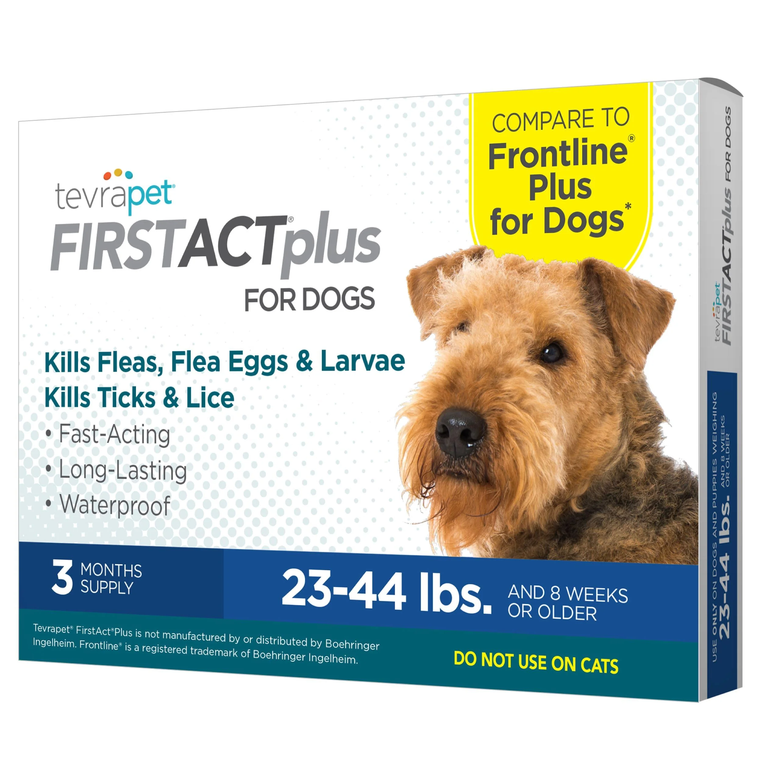 Prestigious TevraPet FirstAct Plus Flea Tick Treatment for Dogs Medium 23-44 lbs — 3 Doses Clean