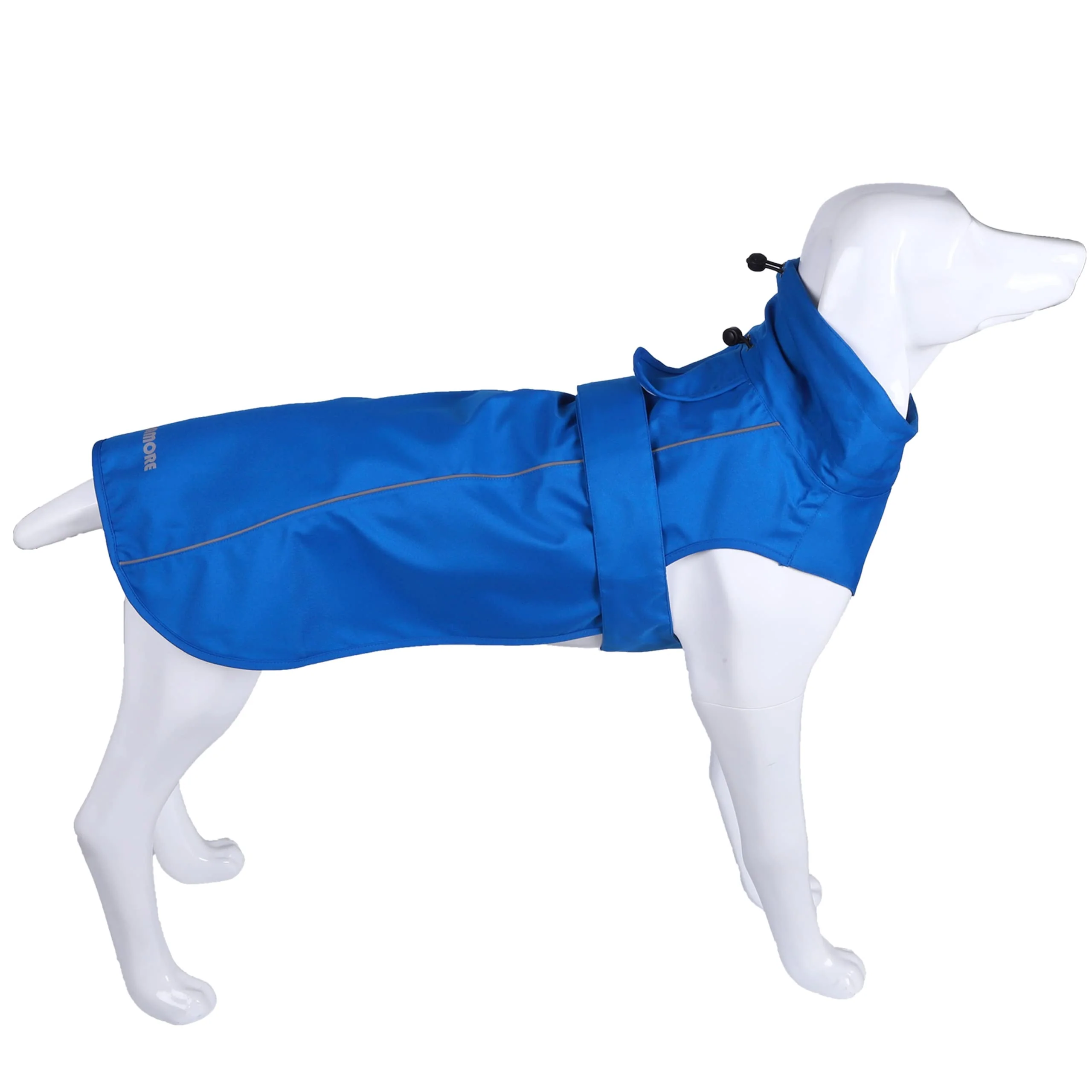 Sustainable MAMORE Adjustable Waterproof Dog Raincoat – Lightweight Blue Rain Jacket Medium with Reflective Strip Organic