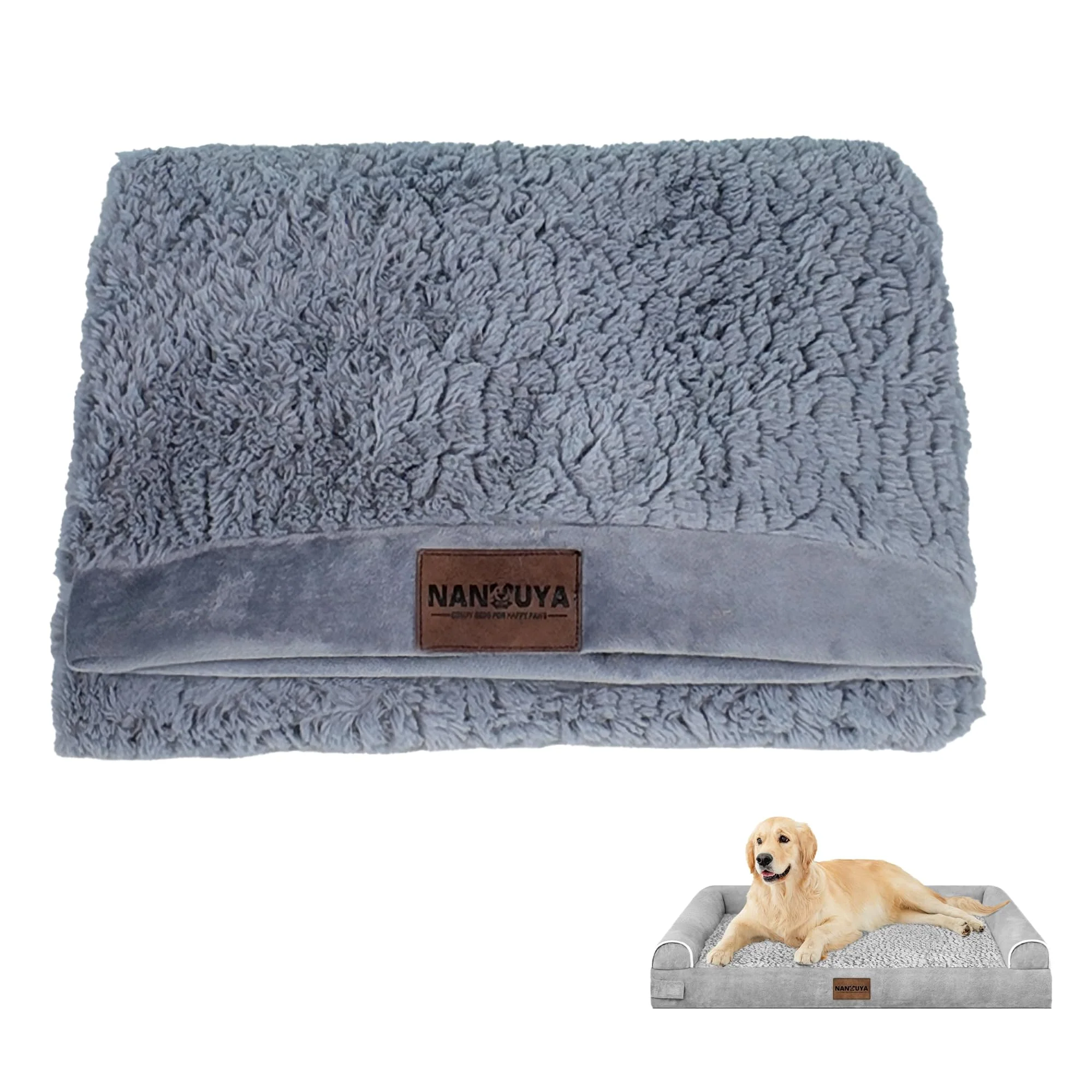 Efficient NANUYA Dog Bed Cover – Soft Velvet Grey for 36×27 Large Bed Washable Waterproof Selected