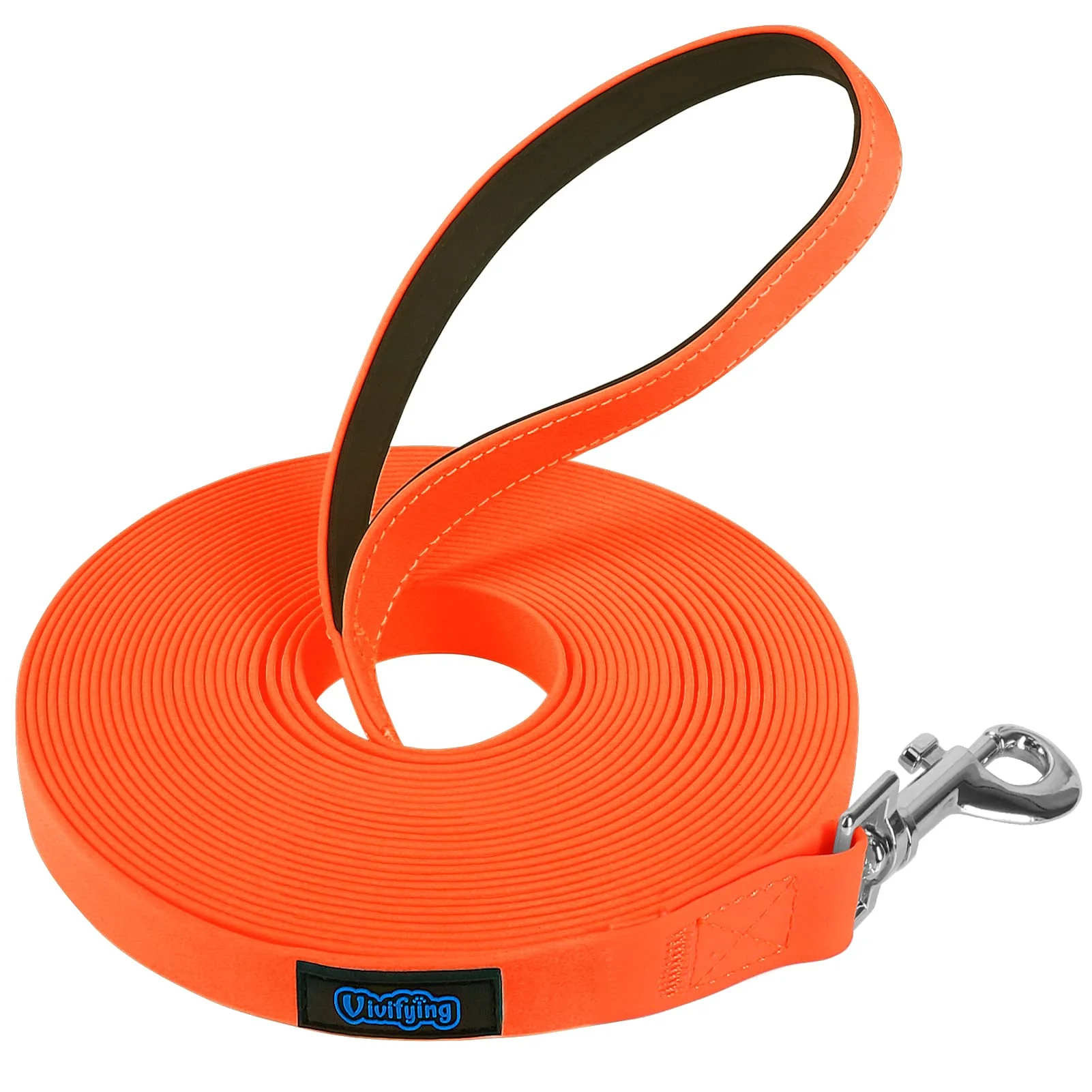 Dependable Vivifying Waterproof Dog Leash 32FT – PVC Coated Soft Handle 360° Buckle Orange Modern