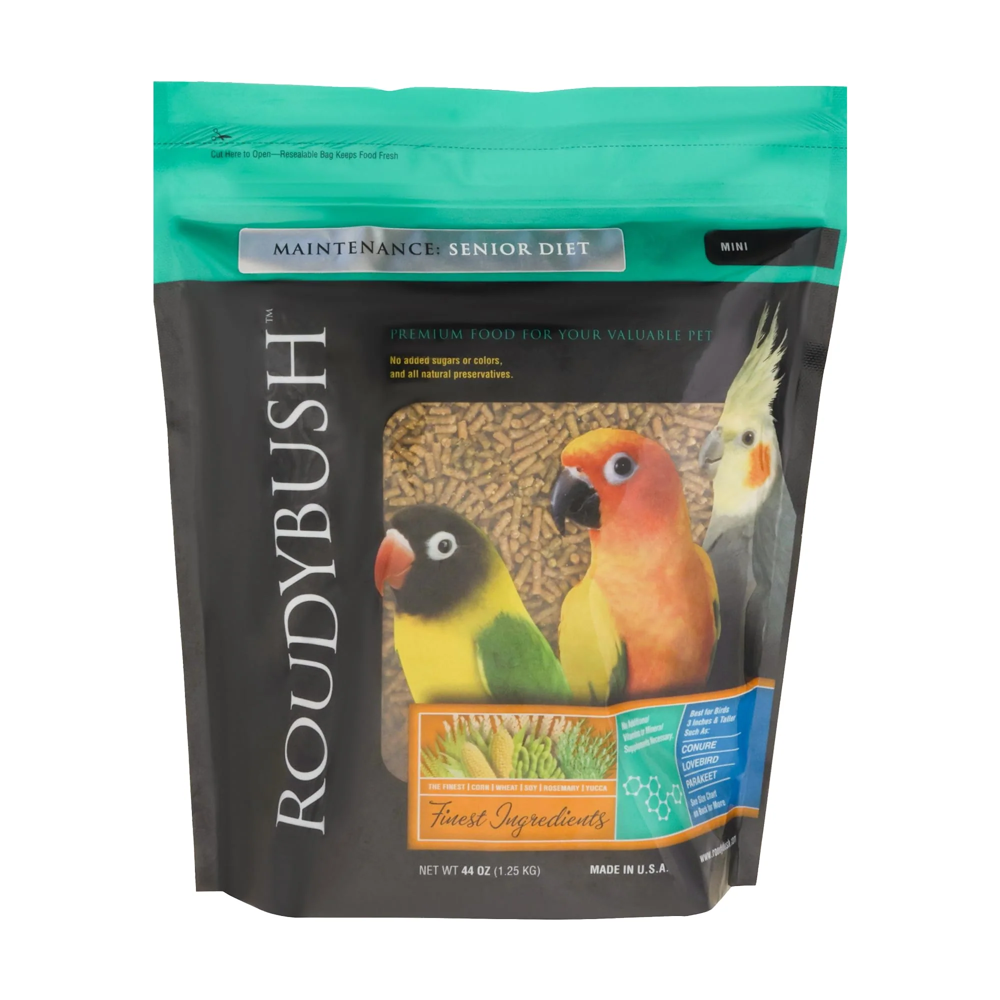 Eco-Friendly RoudyBush Senior Diet for Adult Birds – Scientifically Formulated Pellets Mini 44oz Efficient