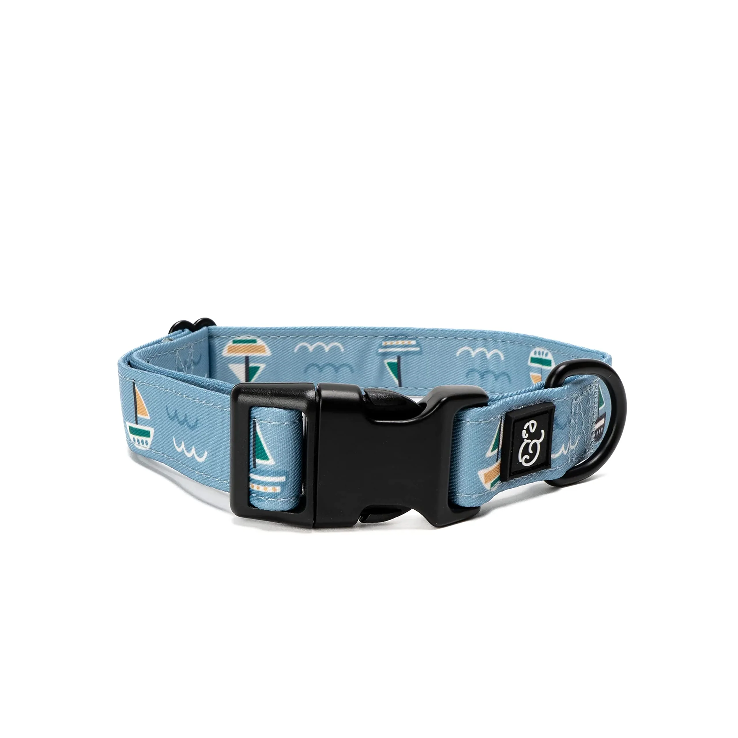 Authentic Lucy Co. Set Sail Adjustable Dog Collar – Blue Sailboats Designer Pet Collar for Small to Large Dogs Innovative