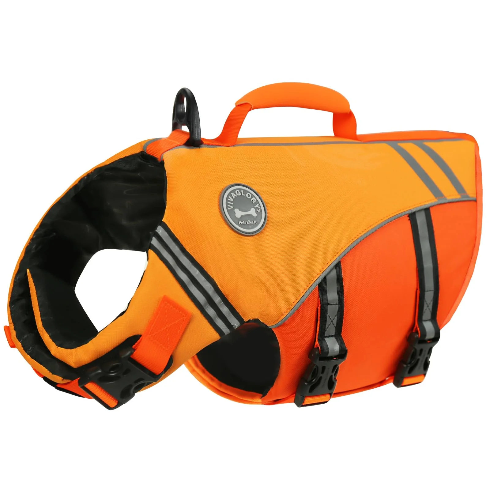 Modern VIVAGLORY Sports Style Dog Life Vest – Buoyant Unrestrictive Fit for Swimming Boating Size M Dark Orange Detailed