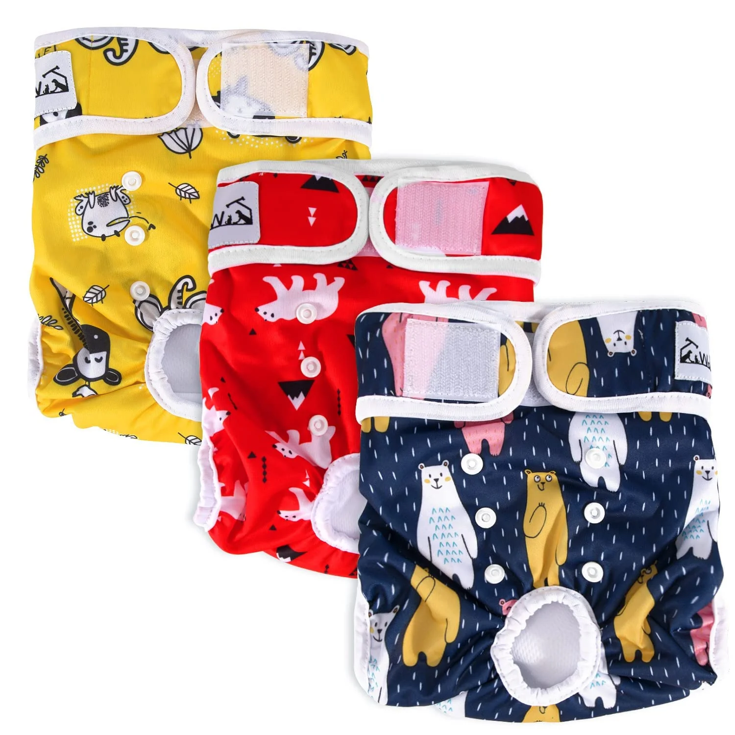Expertly Made SlowTon Washable Dog Diapers Female – 3 Pack No Leak Reusable Adjustable Buttons M Official
