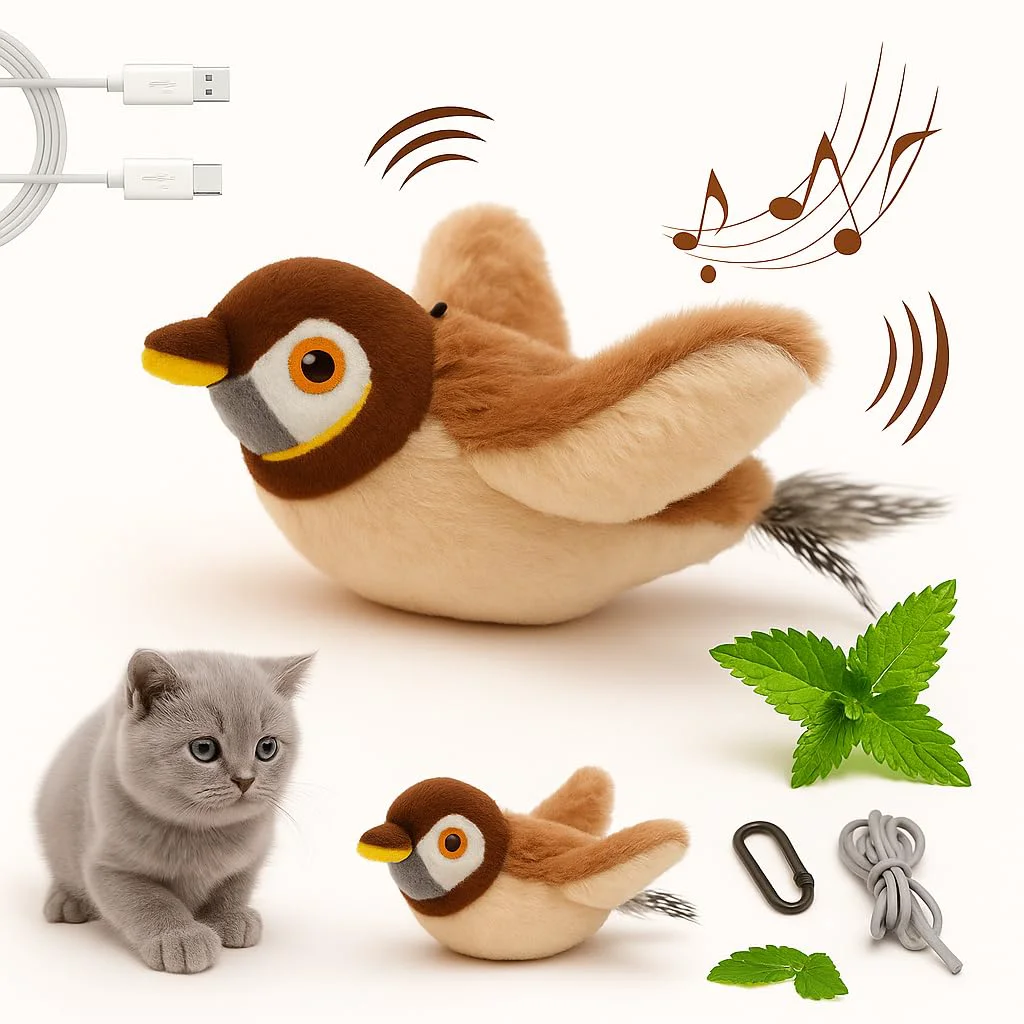 Luxury Aleena Enterprises LLC Flappy Bird Cat Toy – Interactive Sparrow with Flapping Chirping No Flying for Indoor Cats Trusted