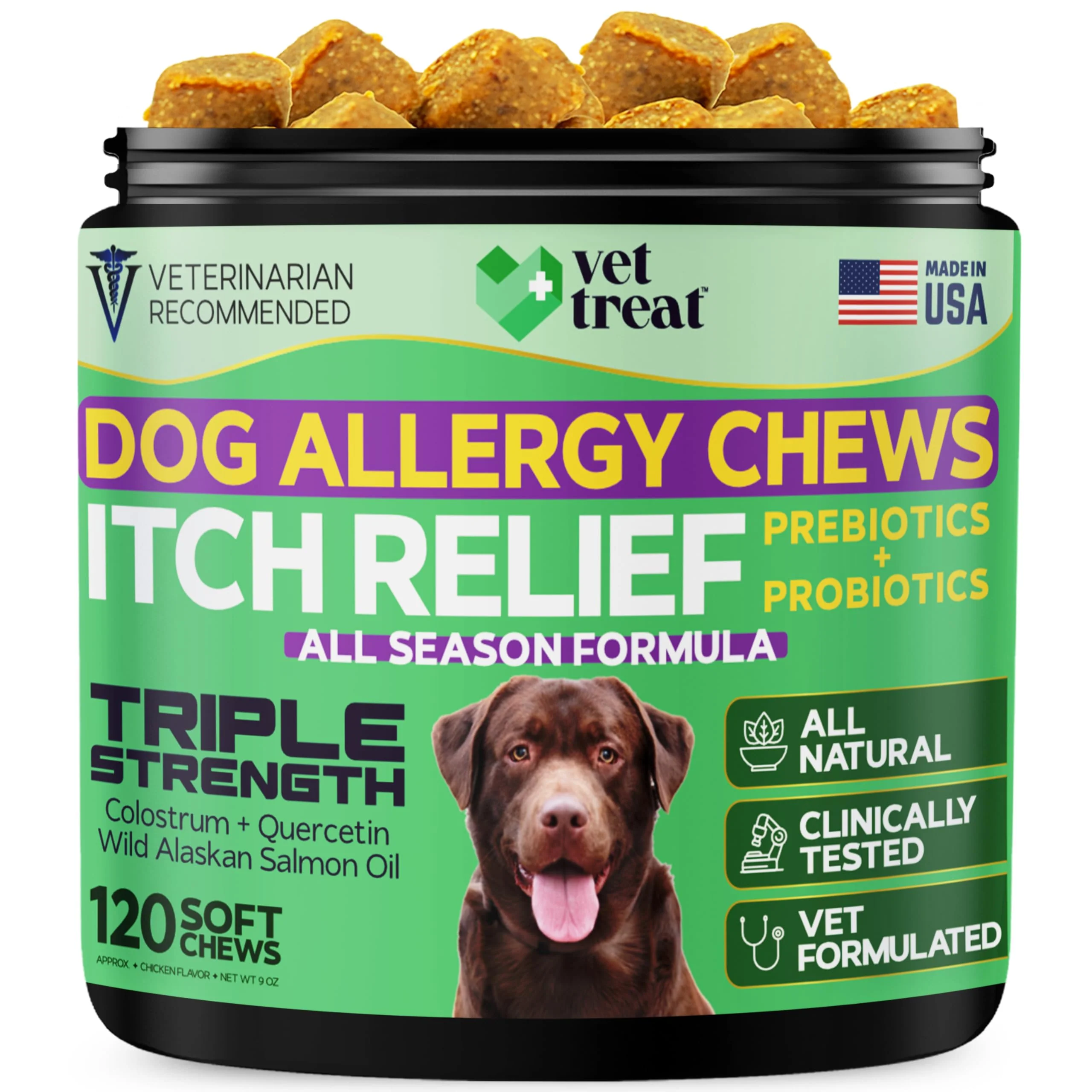Safe Vet Treat Dog Allergy Relief Chews – Itch Relief Skin Immune Support Recyclable