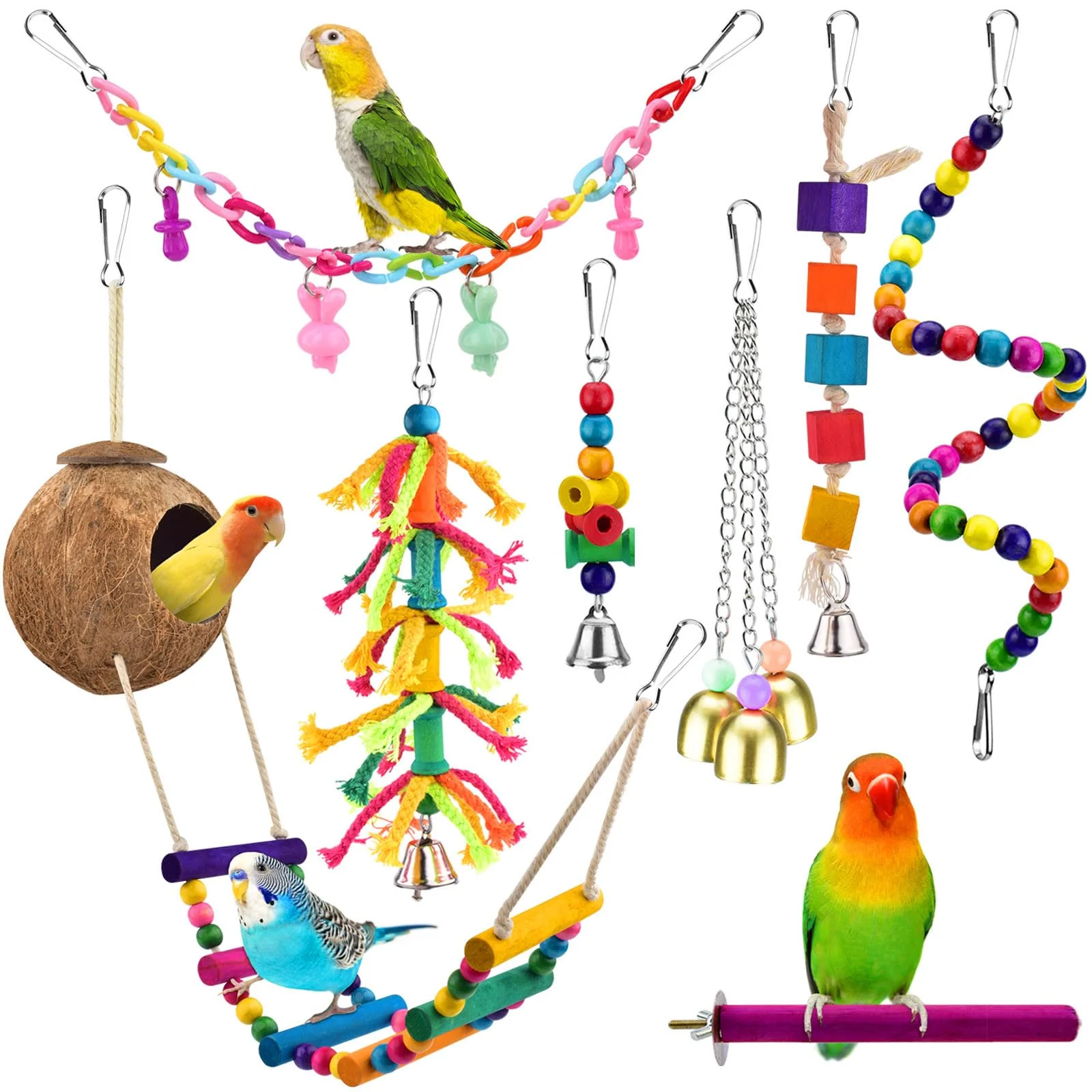 Original KATUMO Bird Toys – Parakeet Swing Coconut House Chew Toys for Small Birds Fashionable