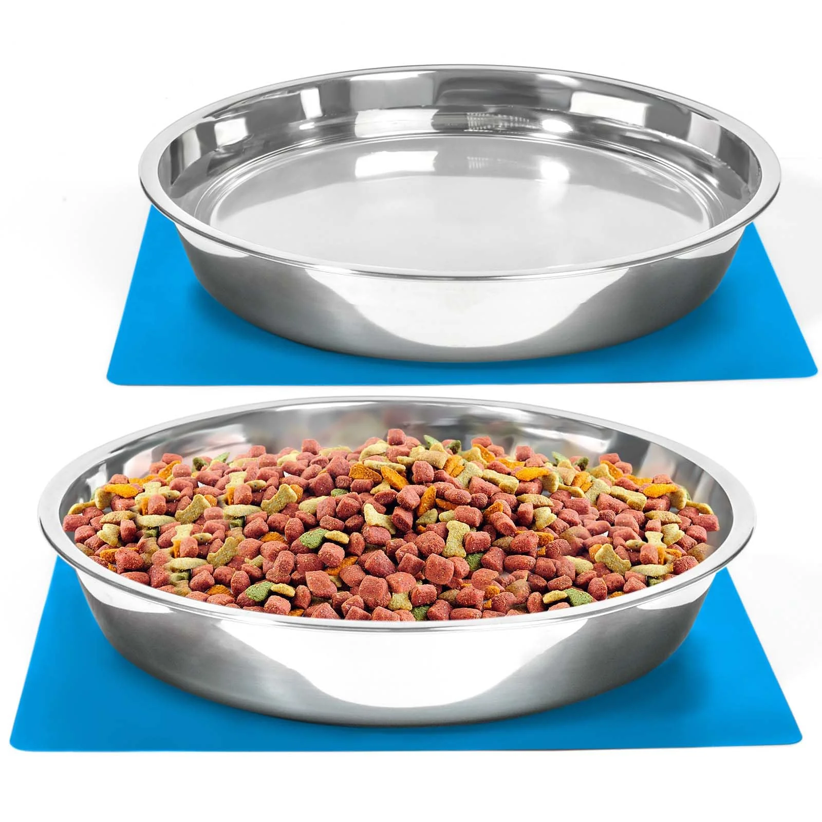 Durable Harhana Shallow Dog Bowls – Non-Slip Food-Grade Stainless Steel for Large Dogs 2 Pack User-Friendly