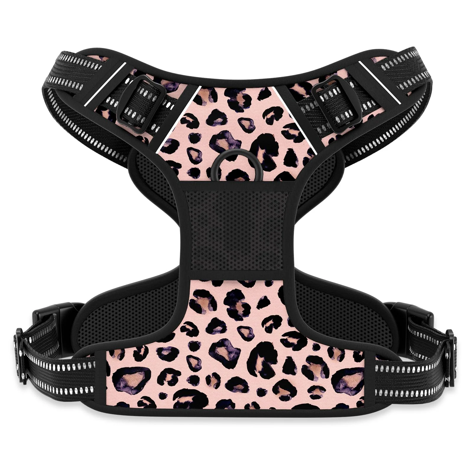 Solid Rnivvi No Pull Dog Harness – Leopard Pink X-Large Reflective Adjustable Padded Vest with Front Back Leash Attachments Exceptional