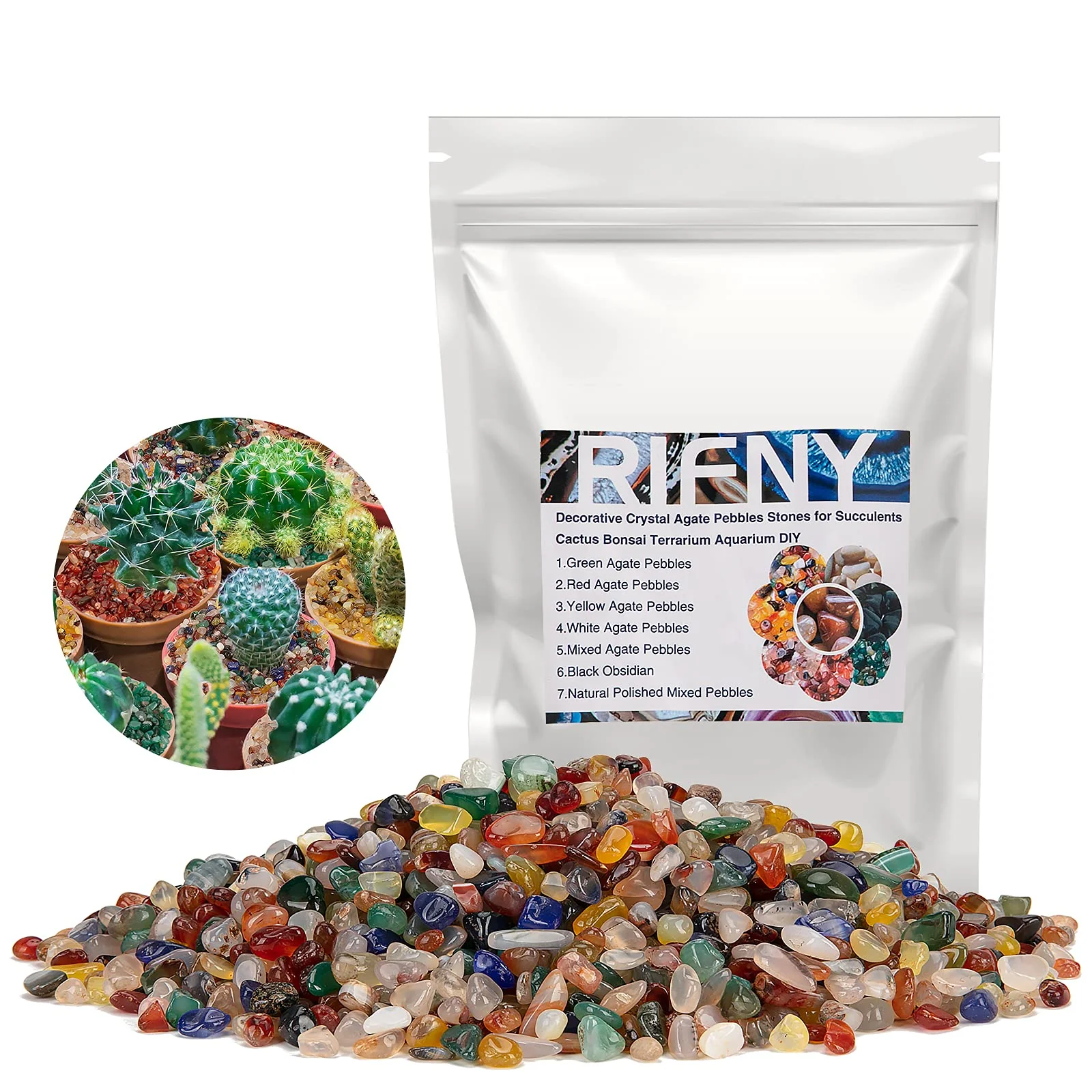 Reliable RIFNY Decorative Polished Rocks – 0.3 Colorful Gravel 3 lb for Plants Tanks DIY Decor Verified