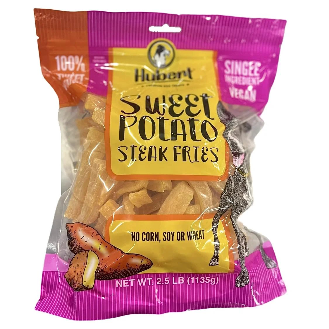 Luxury Hubert Premium Dog Treats Gourmet Vegan Sweet Potato Steak Fries 2.5 lb Bag Exclusive