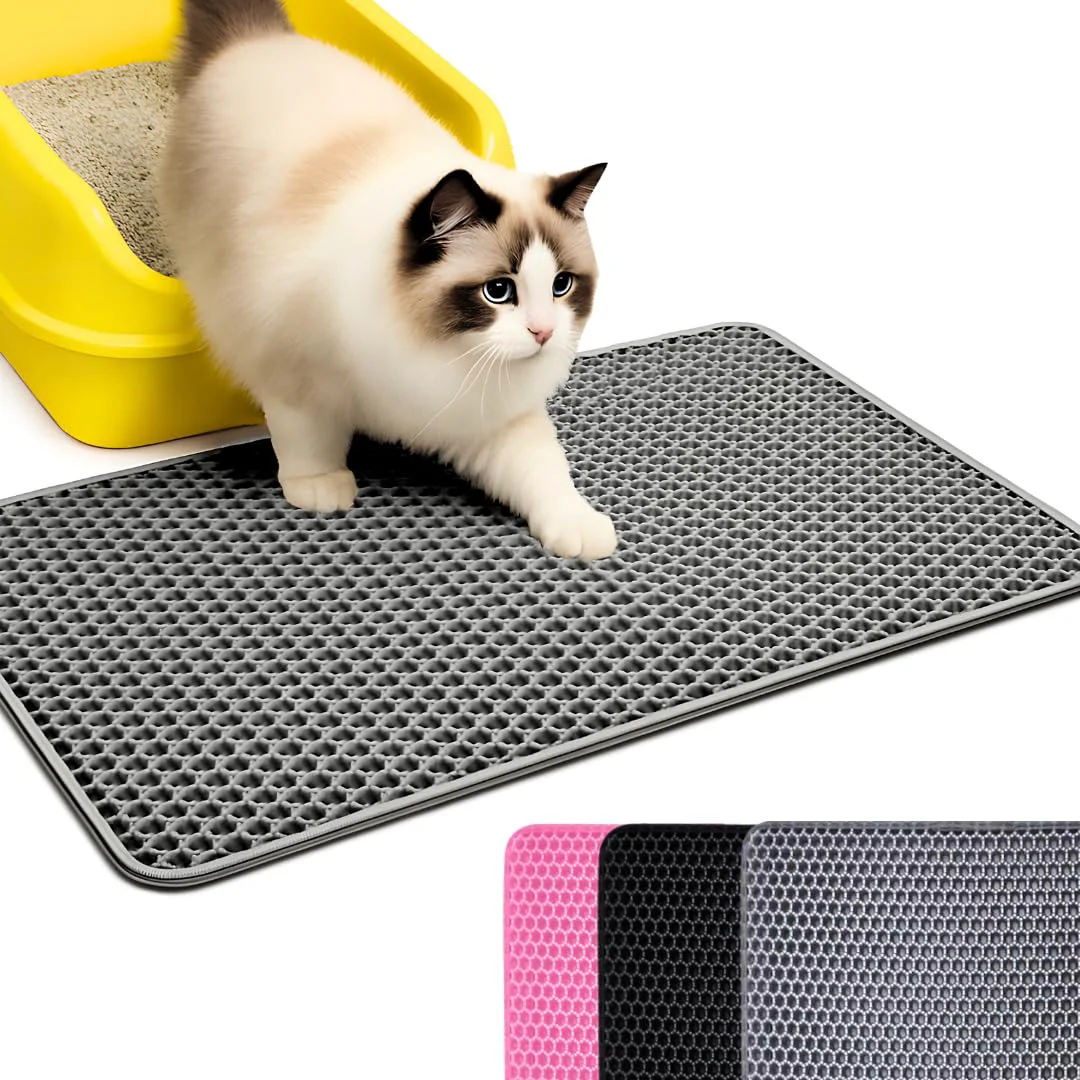 Proven Andalus Brands Large Cat Litter Mat – Waterproof Non-Slip 30×24 in Grey Healthy